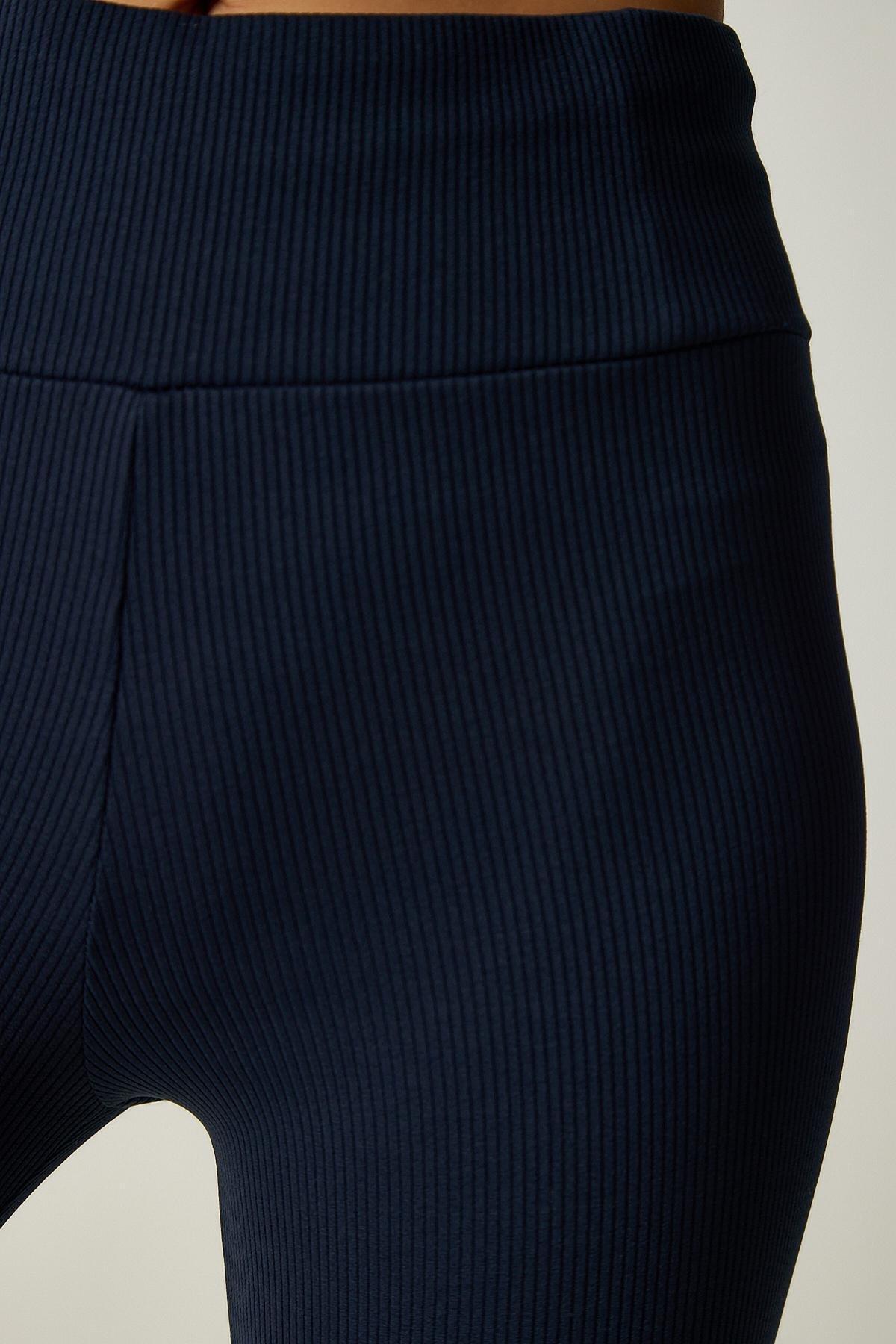Womens Navy Blue High Waist Wrap Tights HW00003, single, , large image number 4