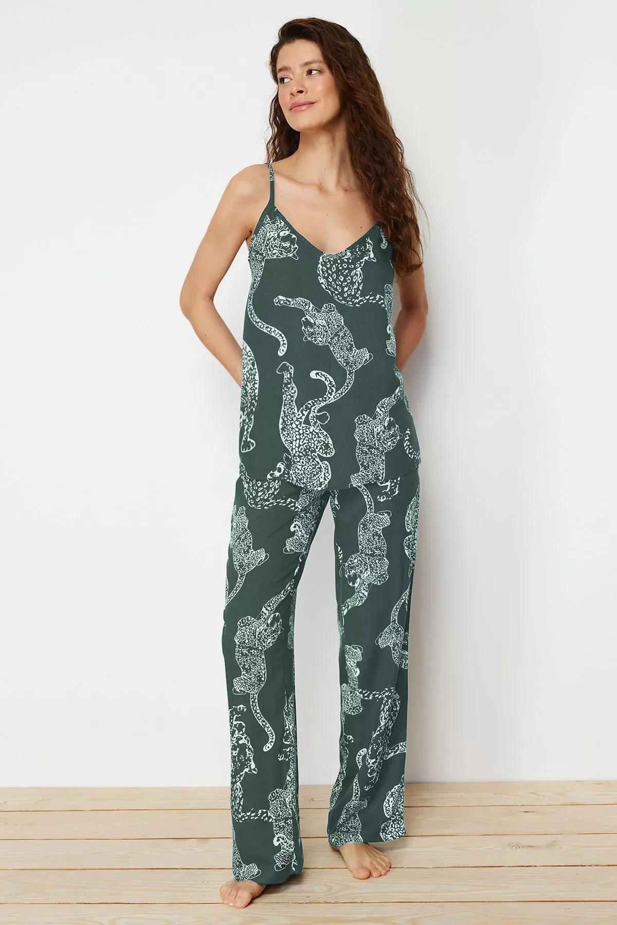 Green Tiger Pattern Pajama Set, , large image number 1