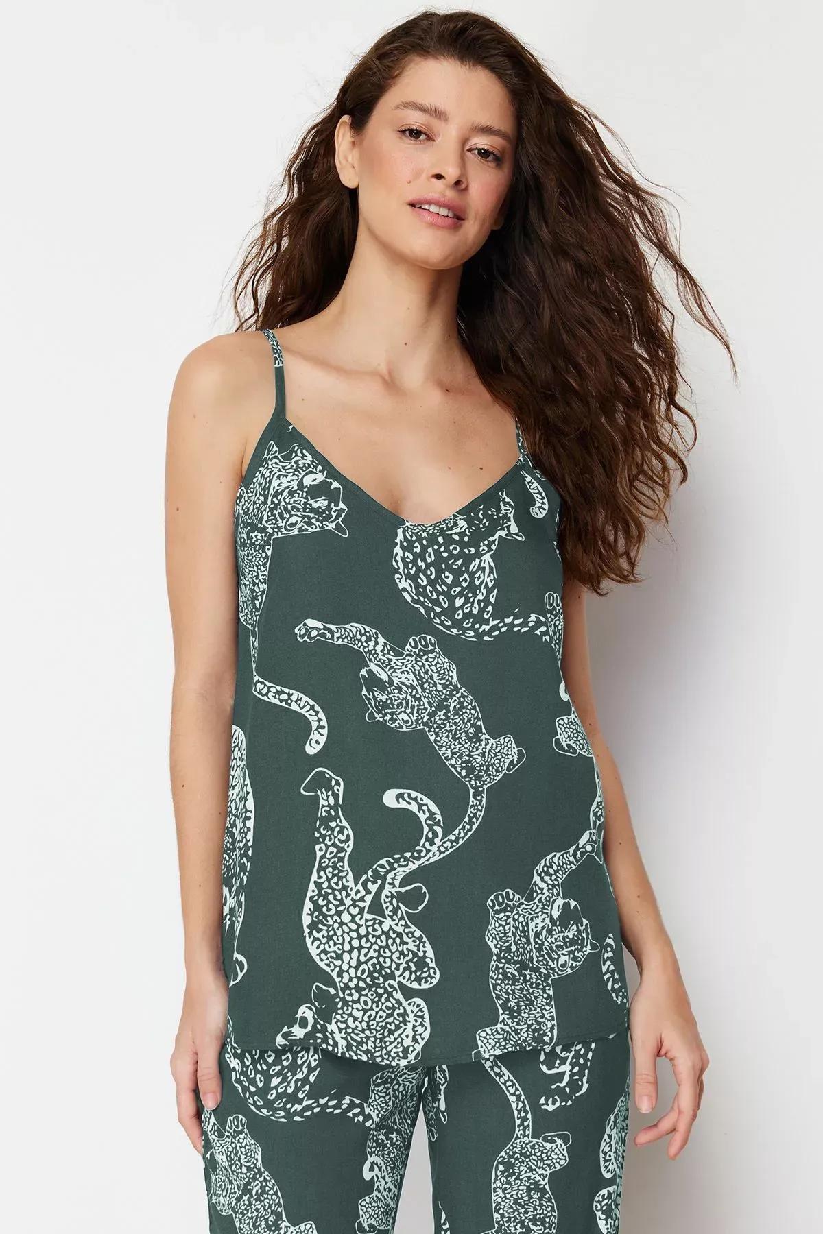 Green Tiger Pattern Pajama Set, , large image number 3