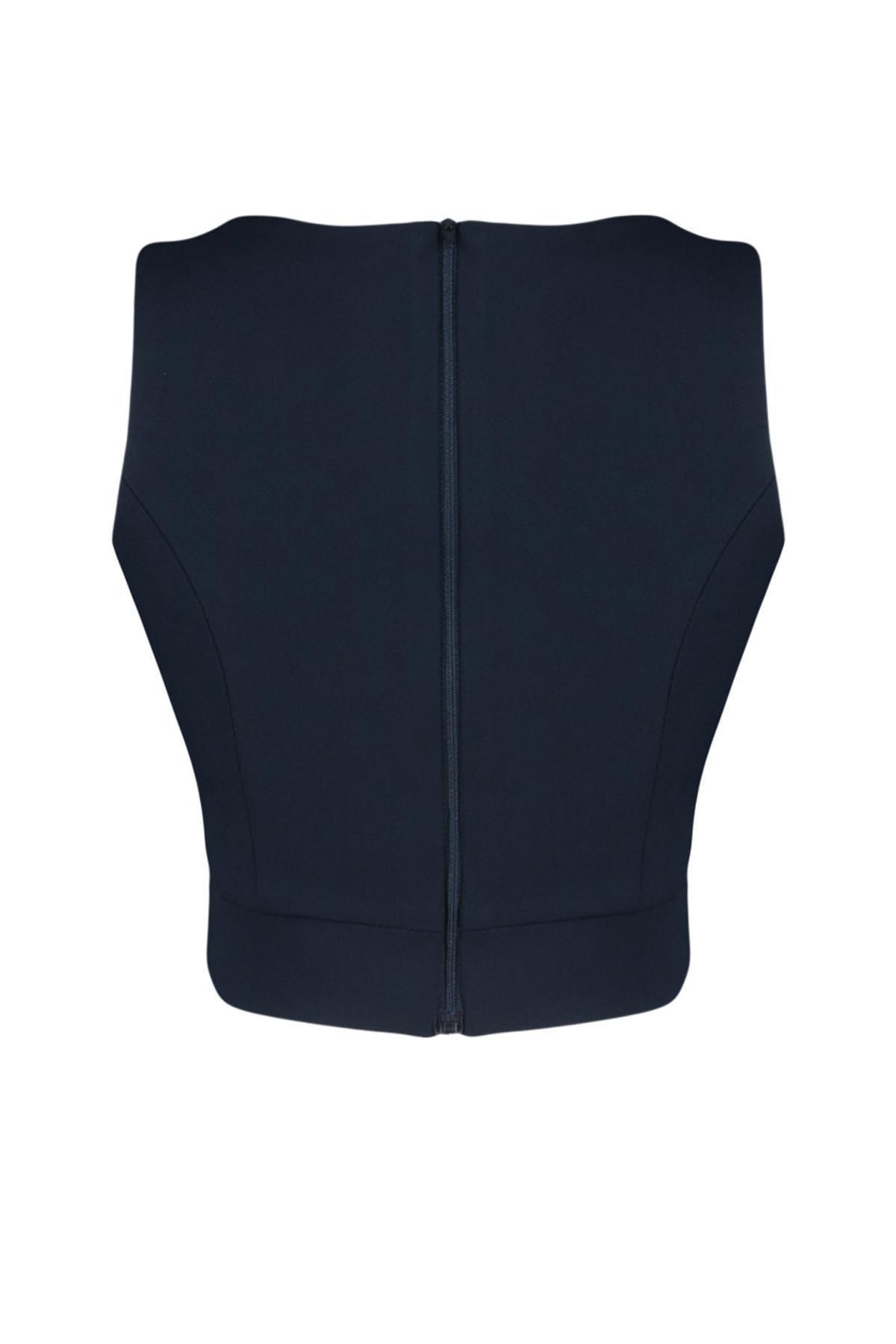 Navy Blue Woven Crop Woven Blouse TWOSS24BZ00332, single, Navy blue, large image number 6
