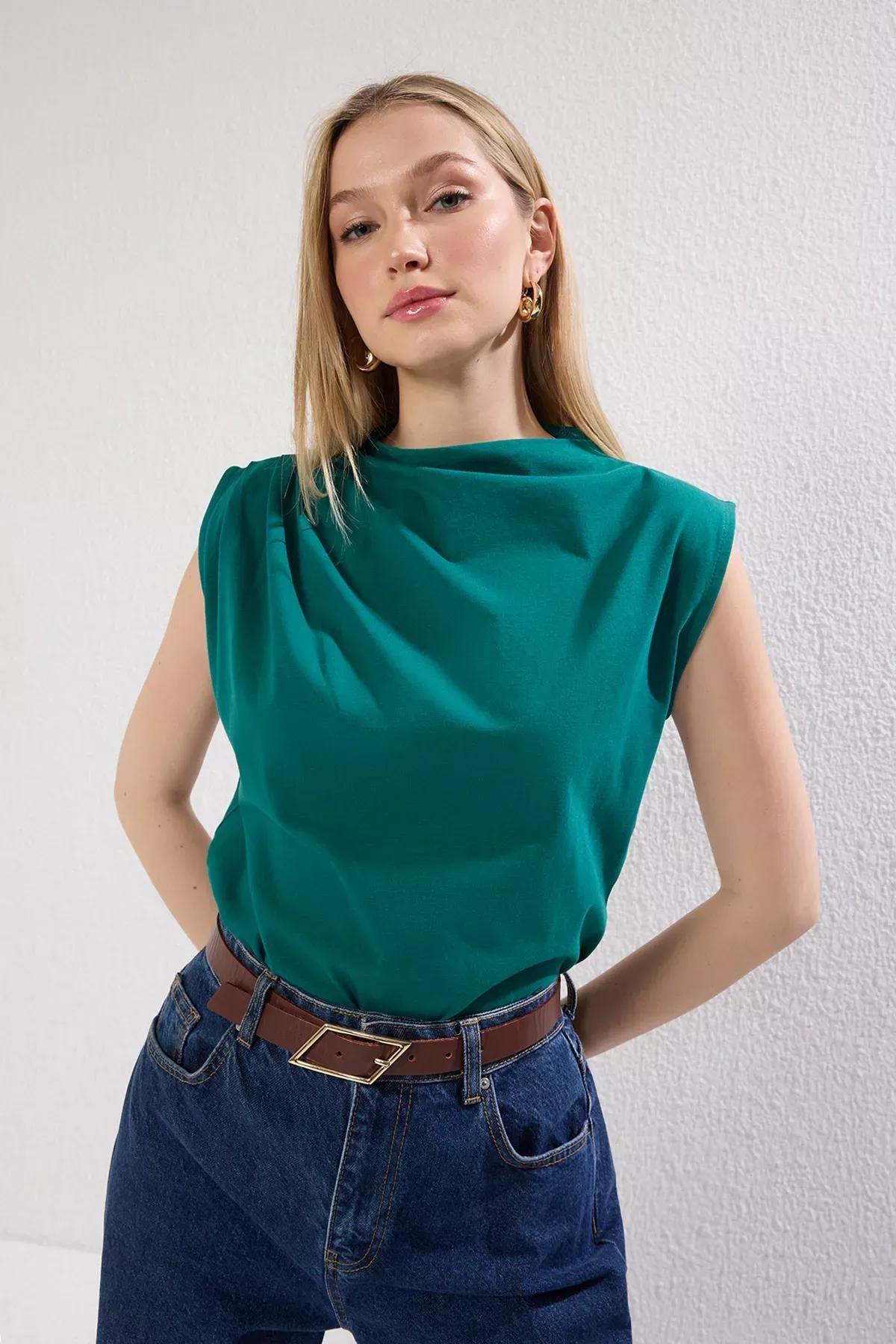 Green Boat Neck T-Shirt, Emerald, large image number 0