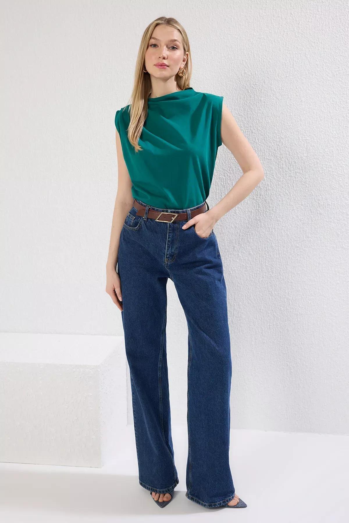 Green Boat Neck T-Shirt, Emerald, large image number 1