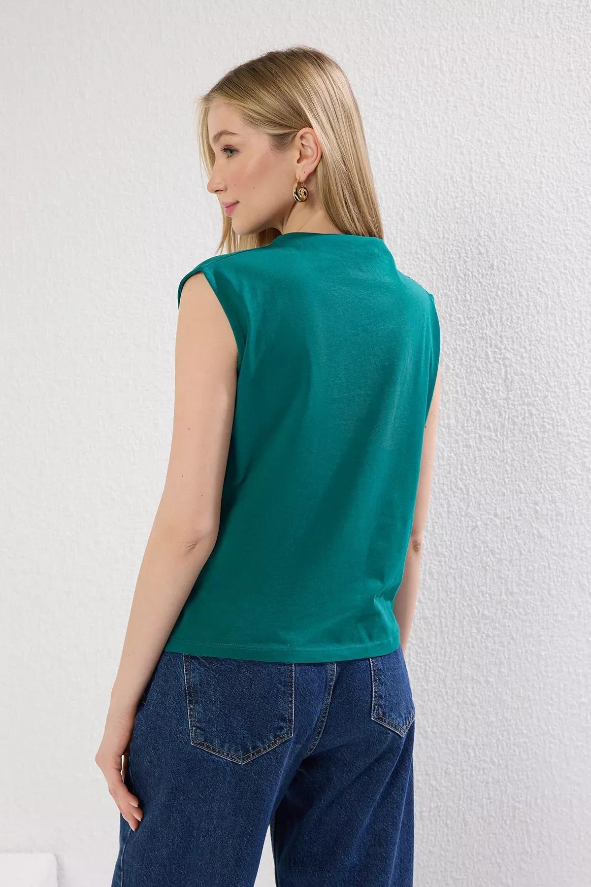 Green Boat Neck T-Shirt, Emerald, large image number 3