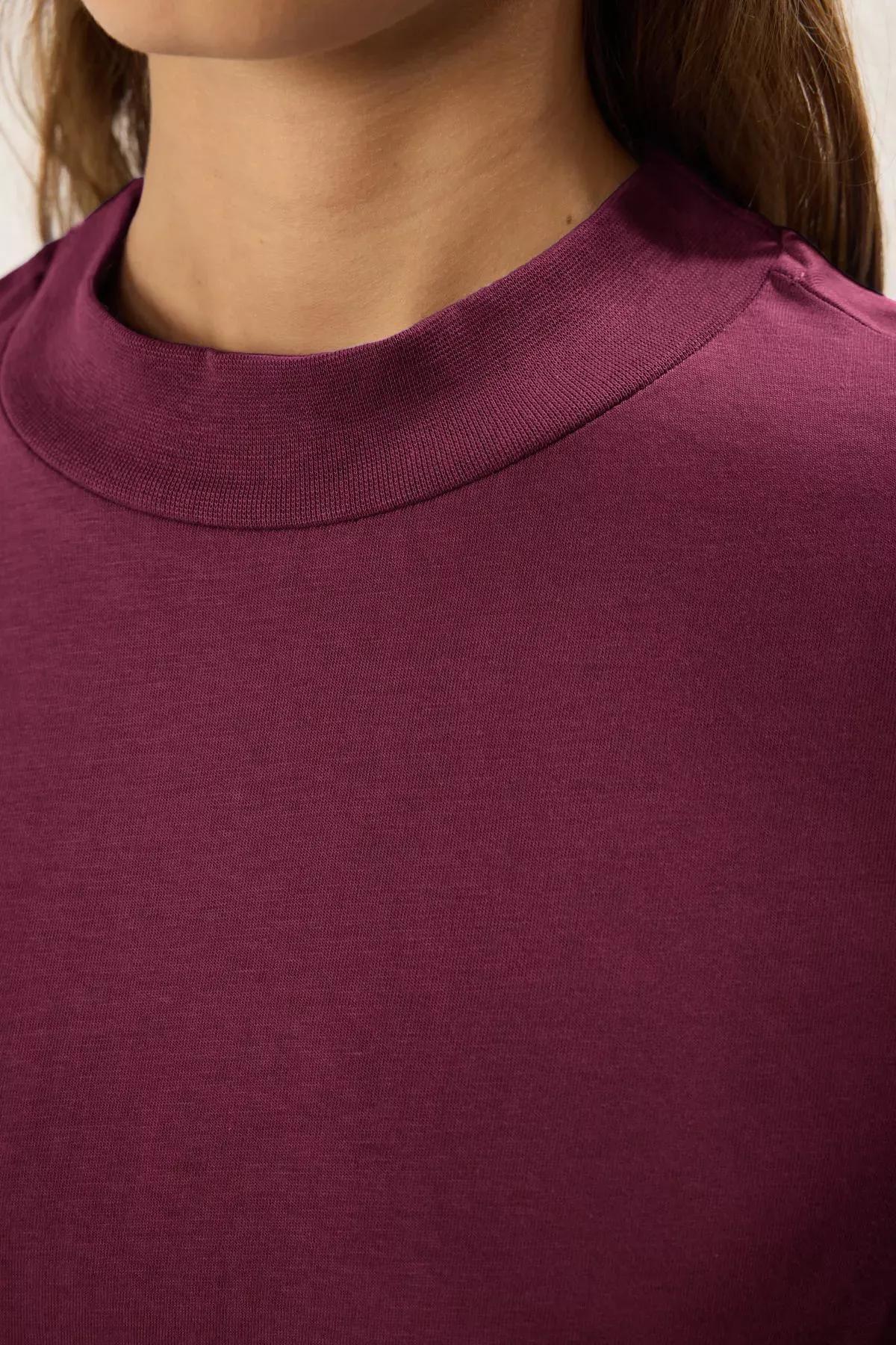 Red Red Stand Collar T-Shirt, Dark Cherry, large image number 1