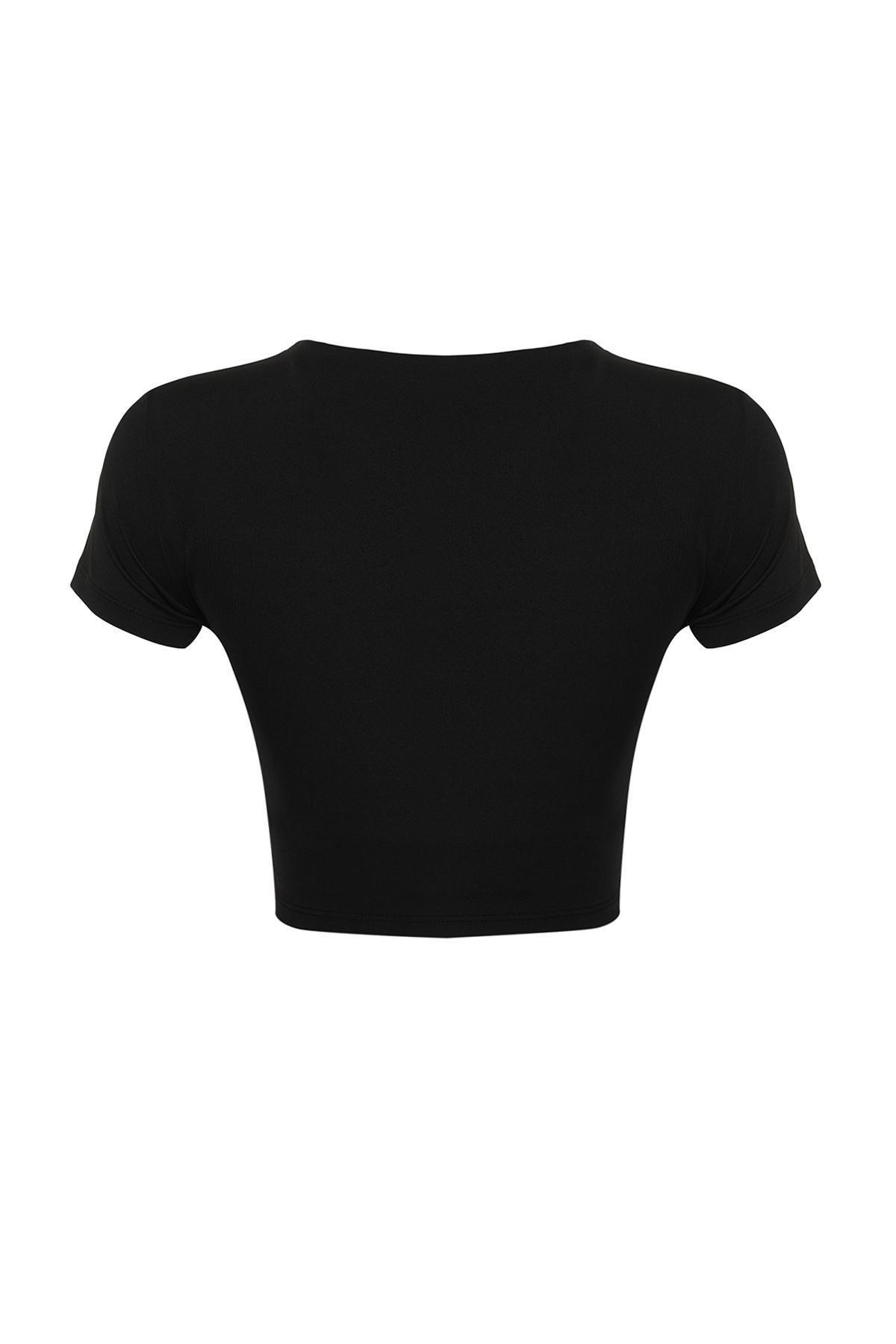 Black 2 Layer Padded Sports Bra Crop Knitted Sports Top/Blouse THMSS24BZ00003, single, BLACK, large image number 6
