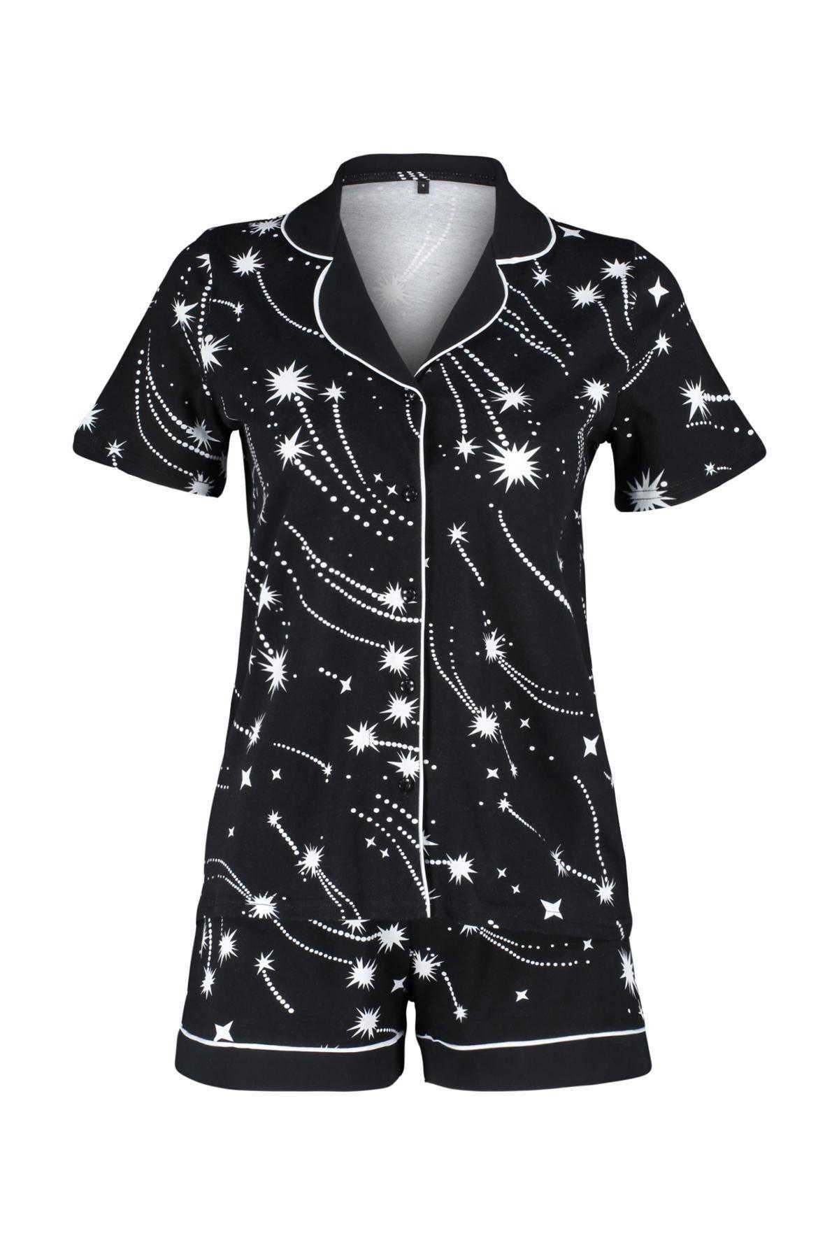 Black Detailed Knitted Pajamas Set, , large image number 5