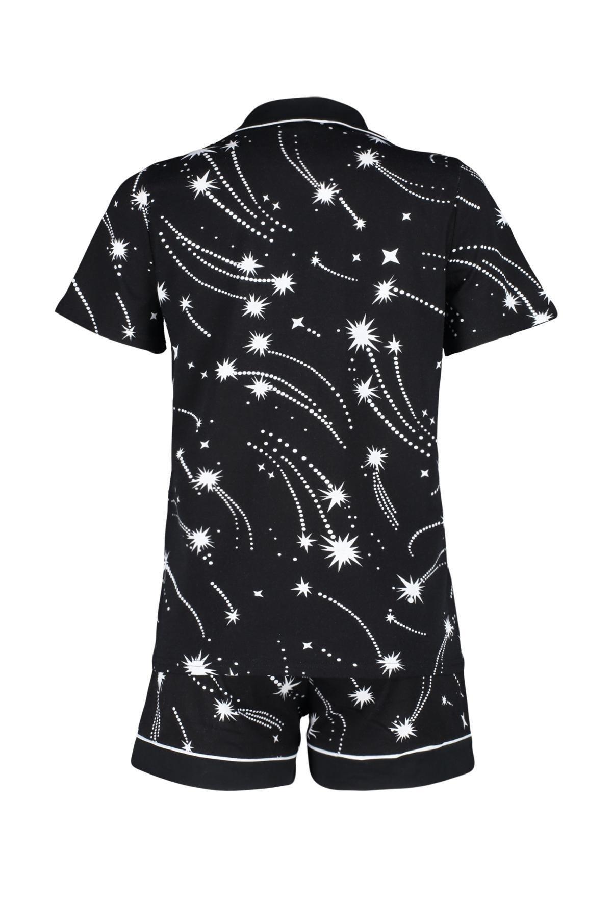 Black Detailed Knitted Pajamas Set, , large image number 6
