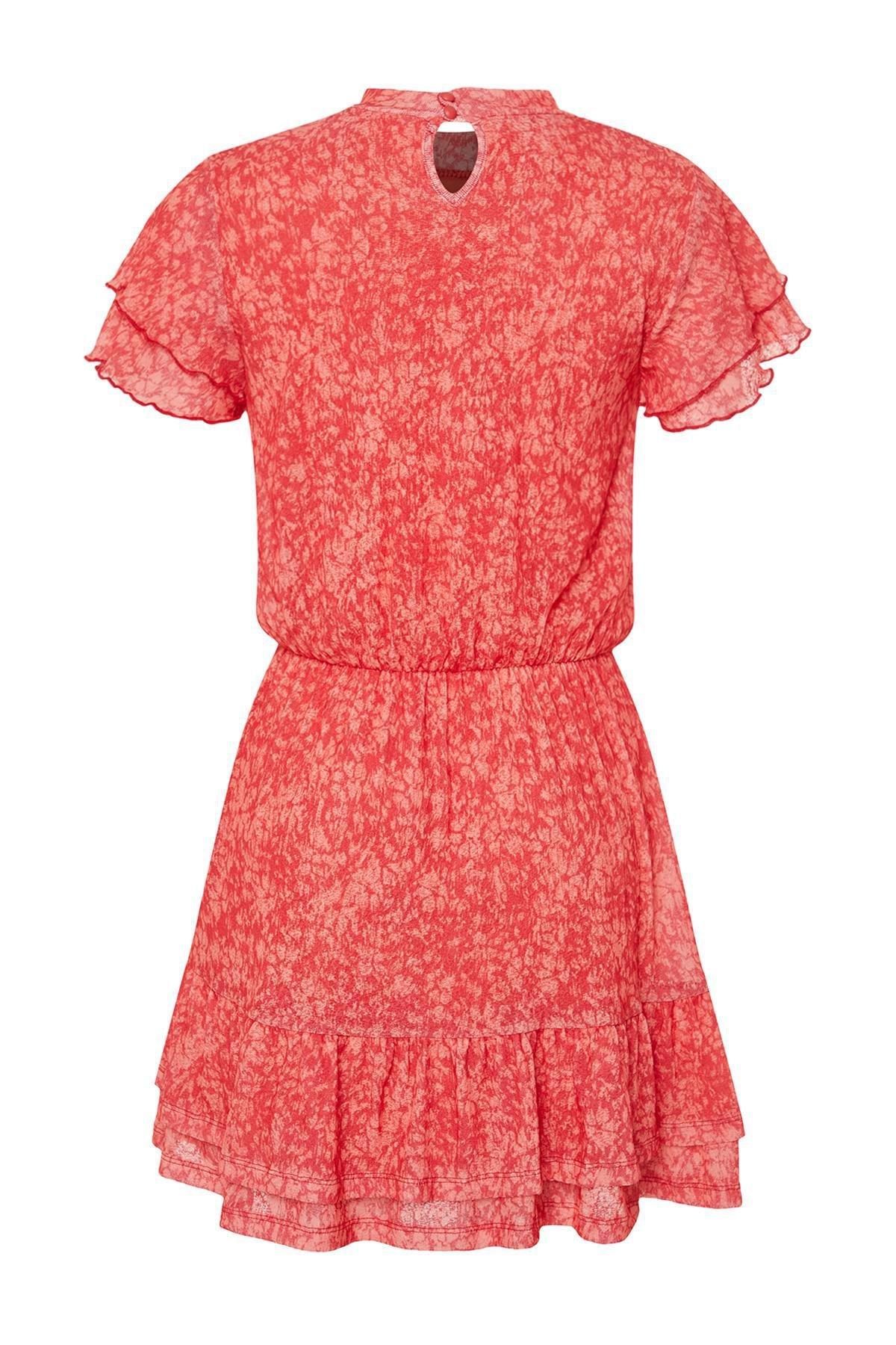 Red Textured Collared Knitted Mini Dress, , large image number 6
