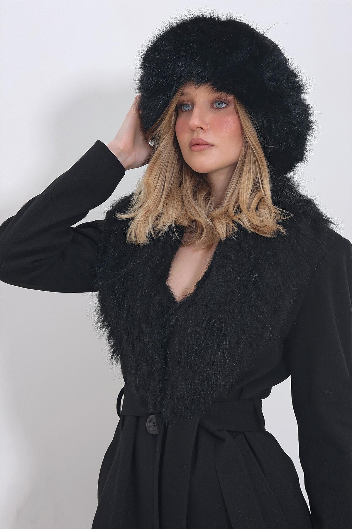 Black Flared Hat, BLACK, large image number 1