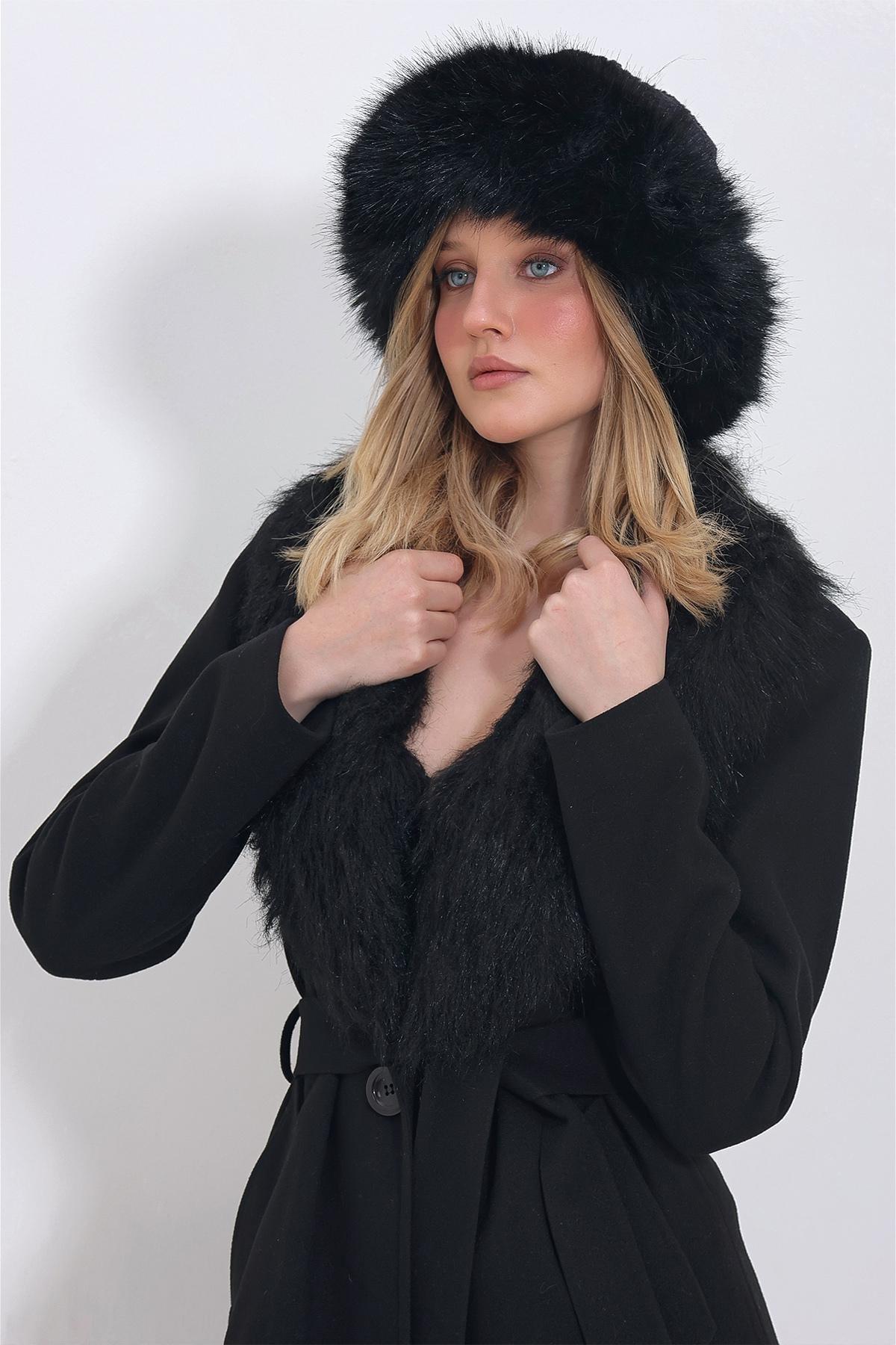Black Flared Hat, BLACK, large image number 2