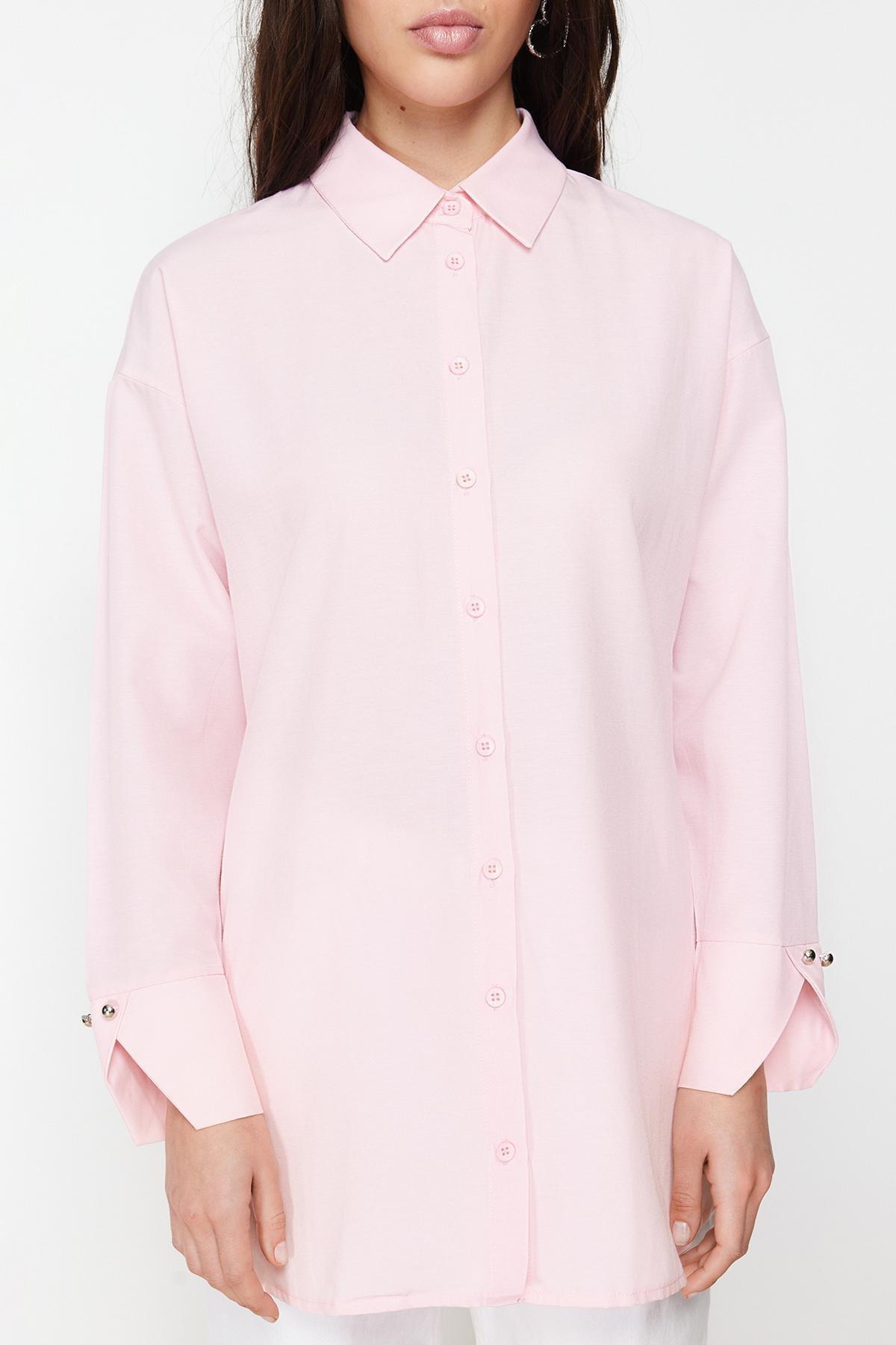 Pink Detailed Woven Shirt, , large image number 4
