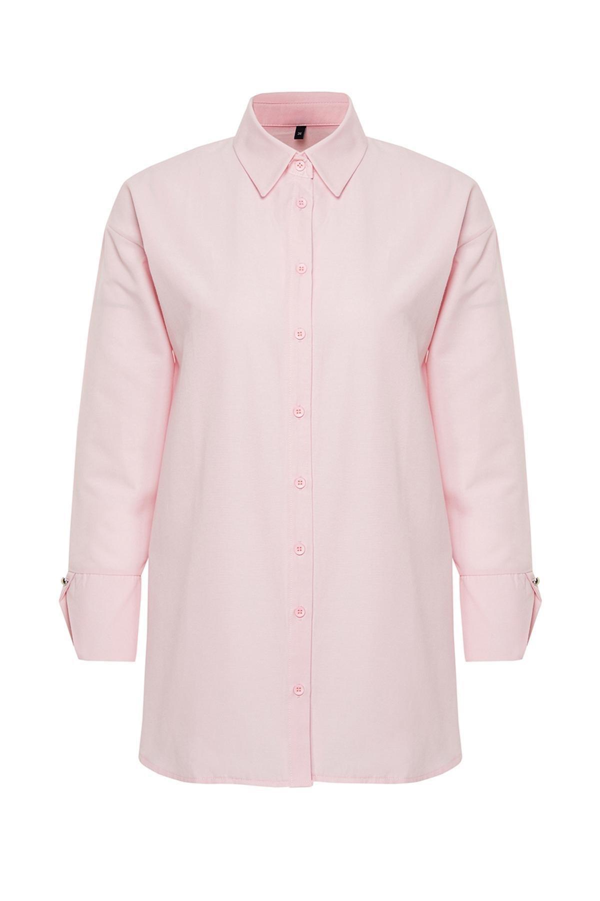 Pink Detailed Woven Shirt, , large image number 5