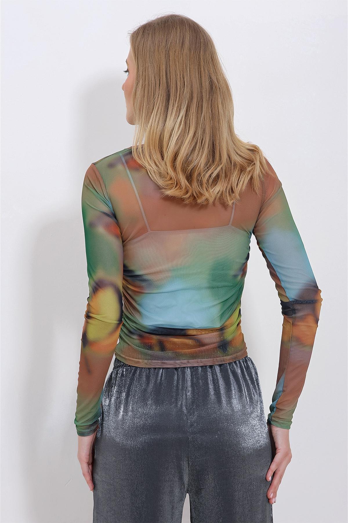 Multicolour Abstract Cropped Blouse, C101_2751, large image number 4