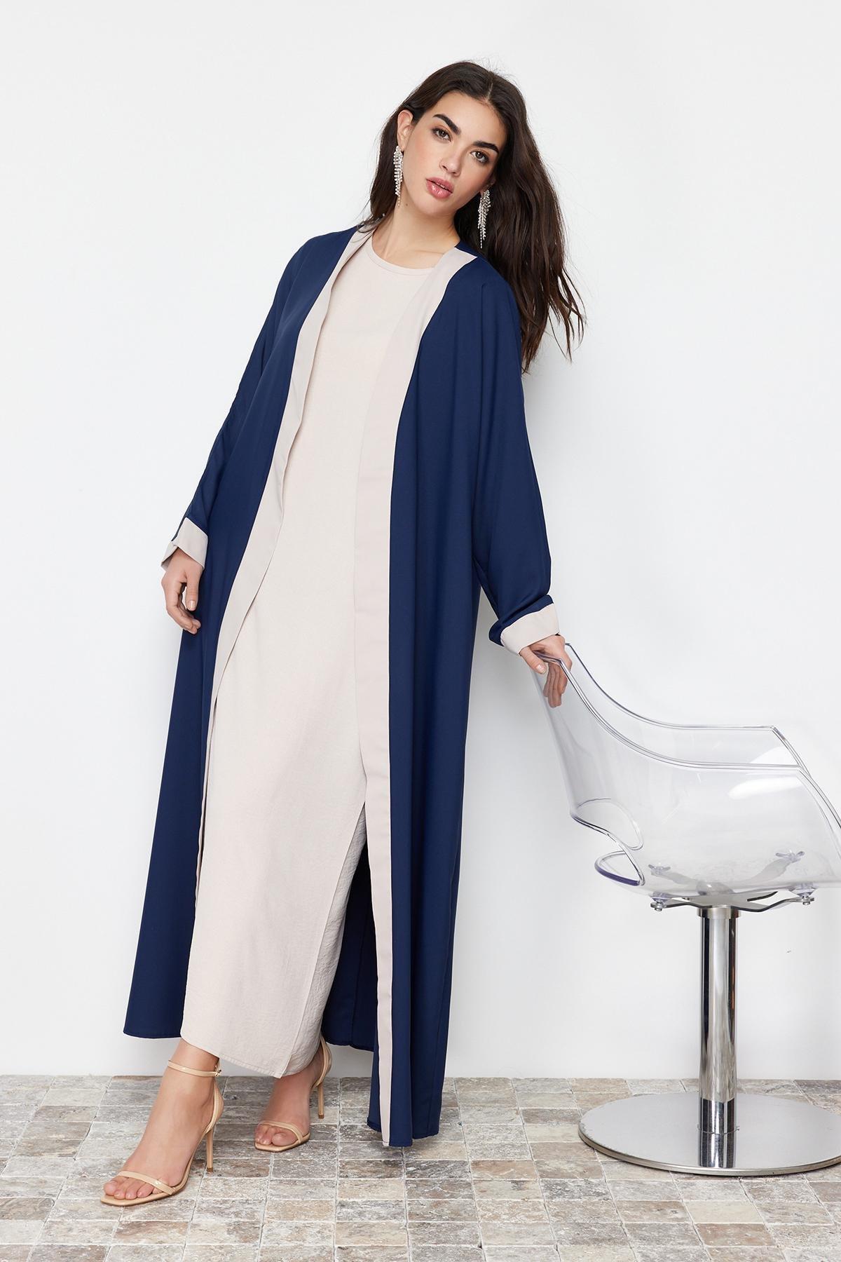 Trendyol - Navy Colour Block Long Abaya