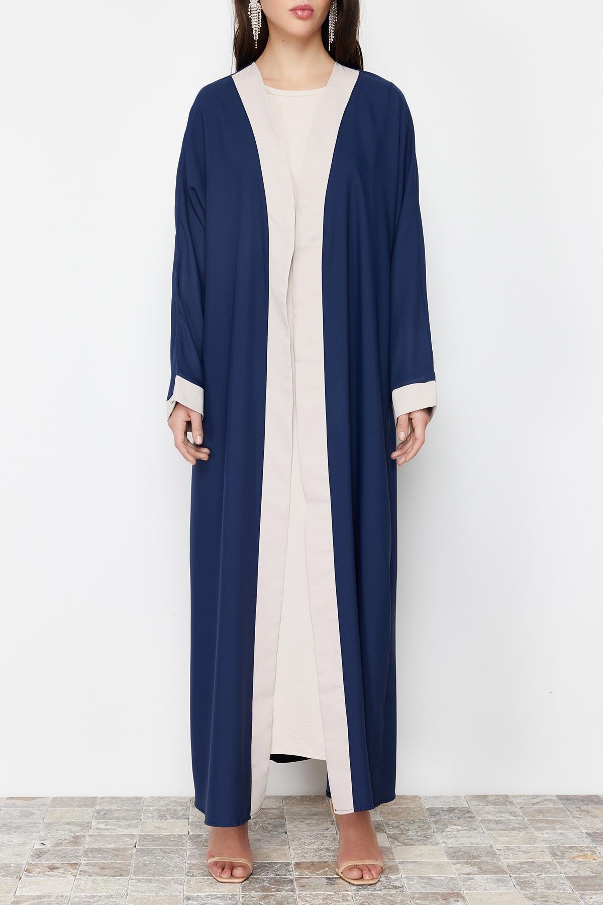 Navy Colour Block Long Abaya, , large image number 3