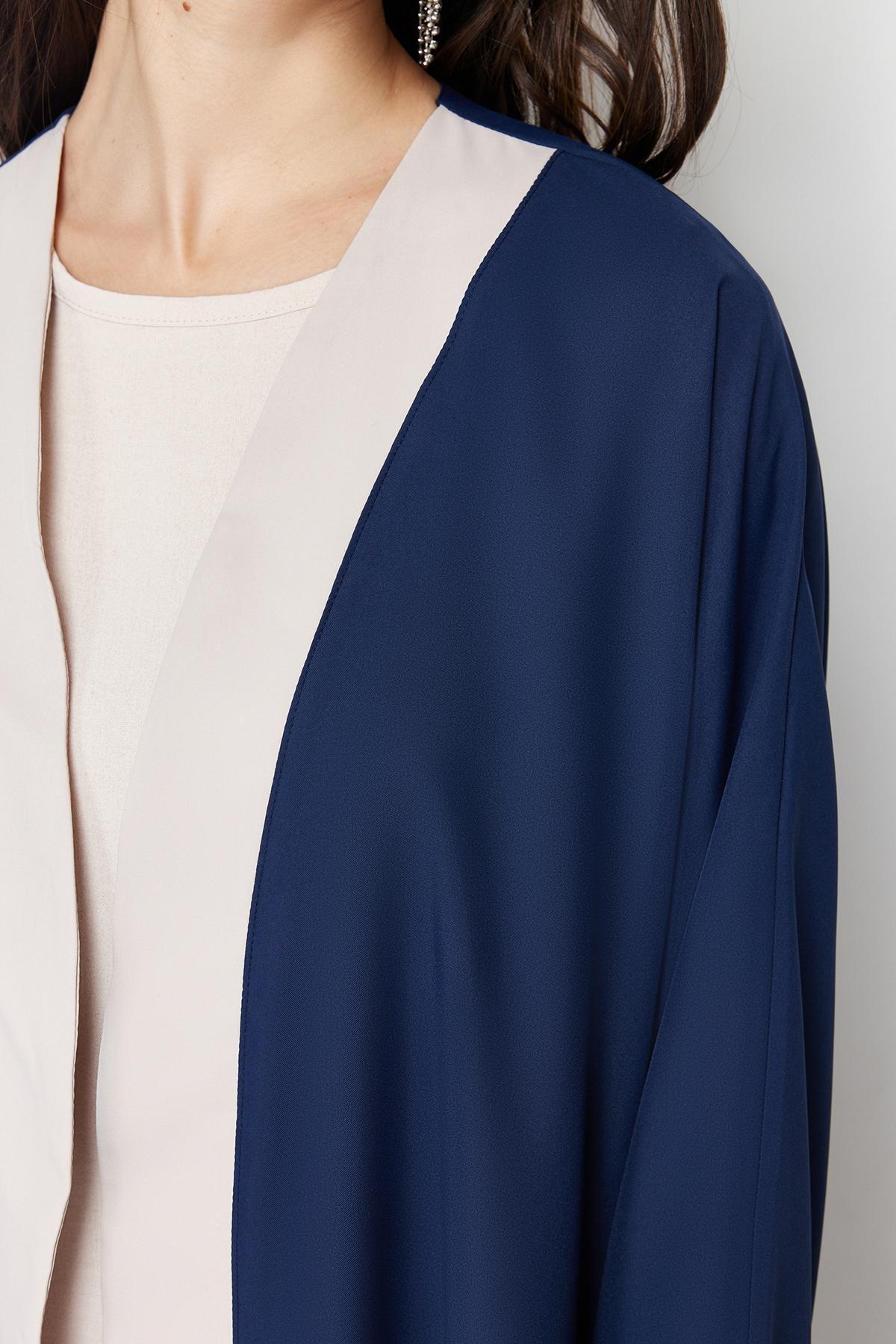 Navy Colour Block Long Abaya, , large image number 4