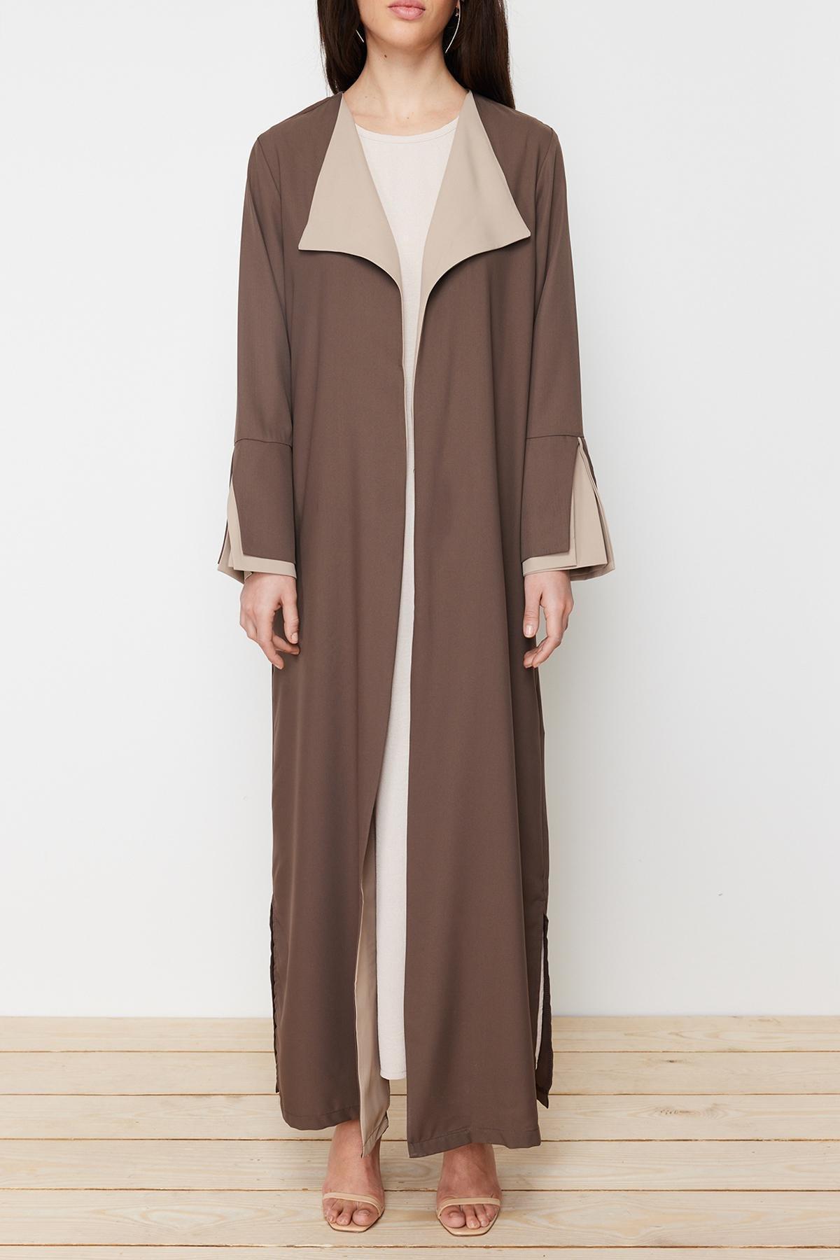 Brown Stone Colour Block Abaya, , large image number 3