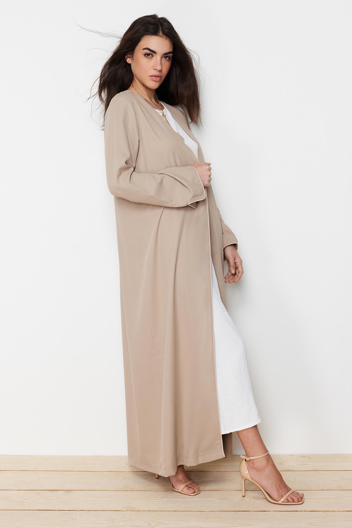 Beige Piping Detailed Abaya, , large image number 2