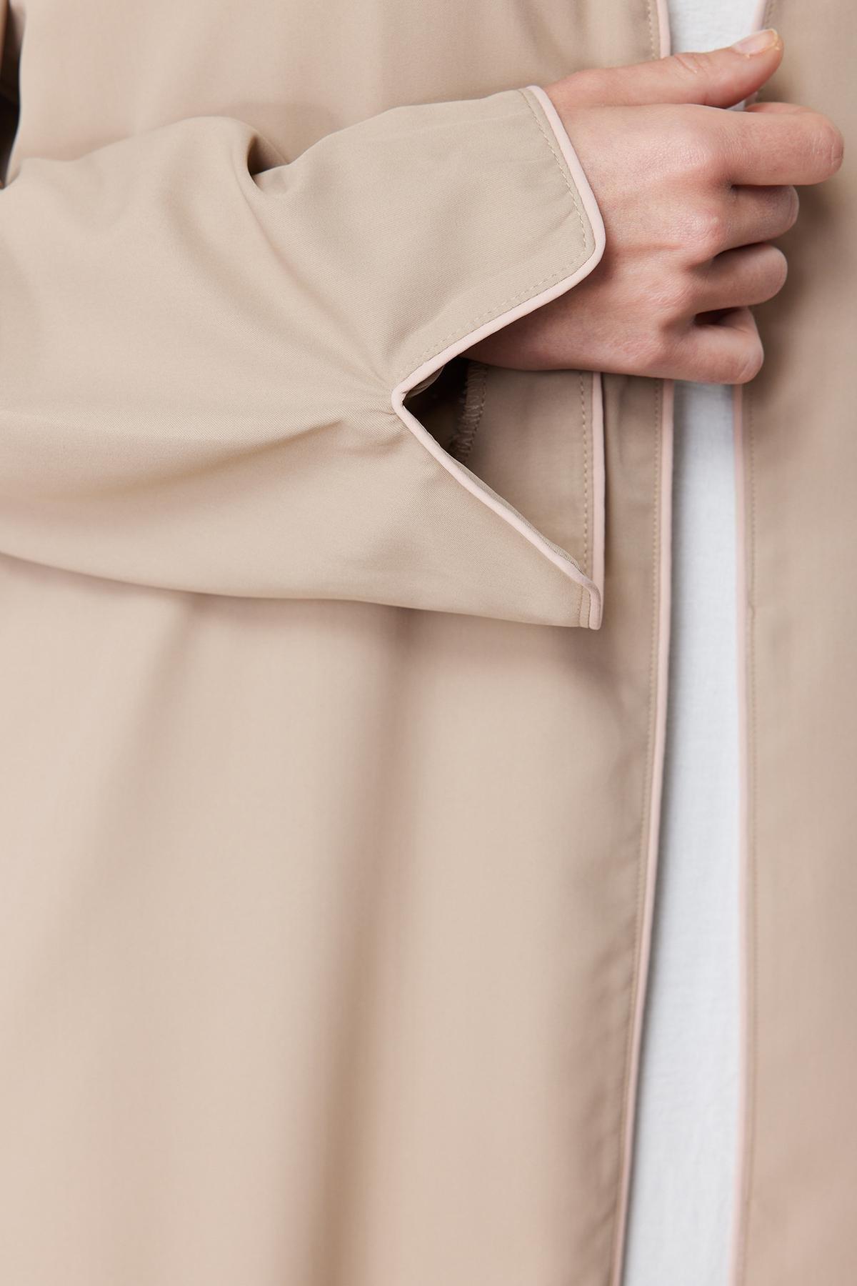 Trendyol - Beige Piping Detailed Abaya