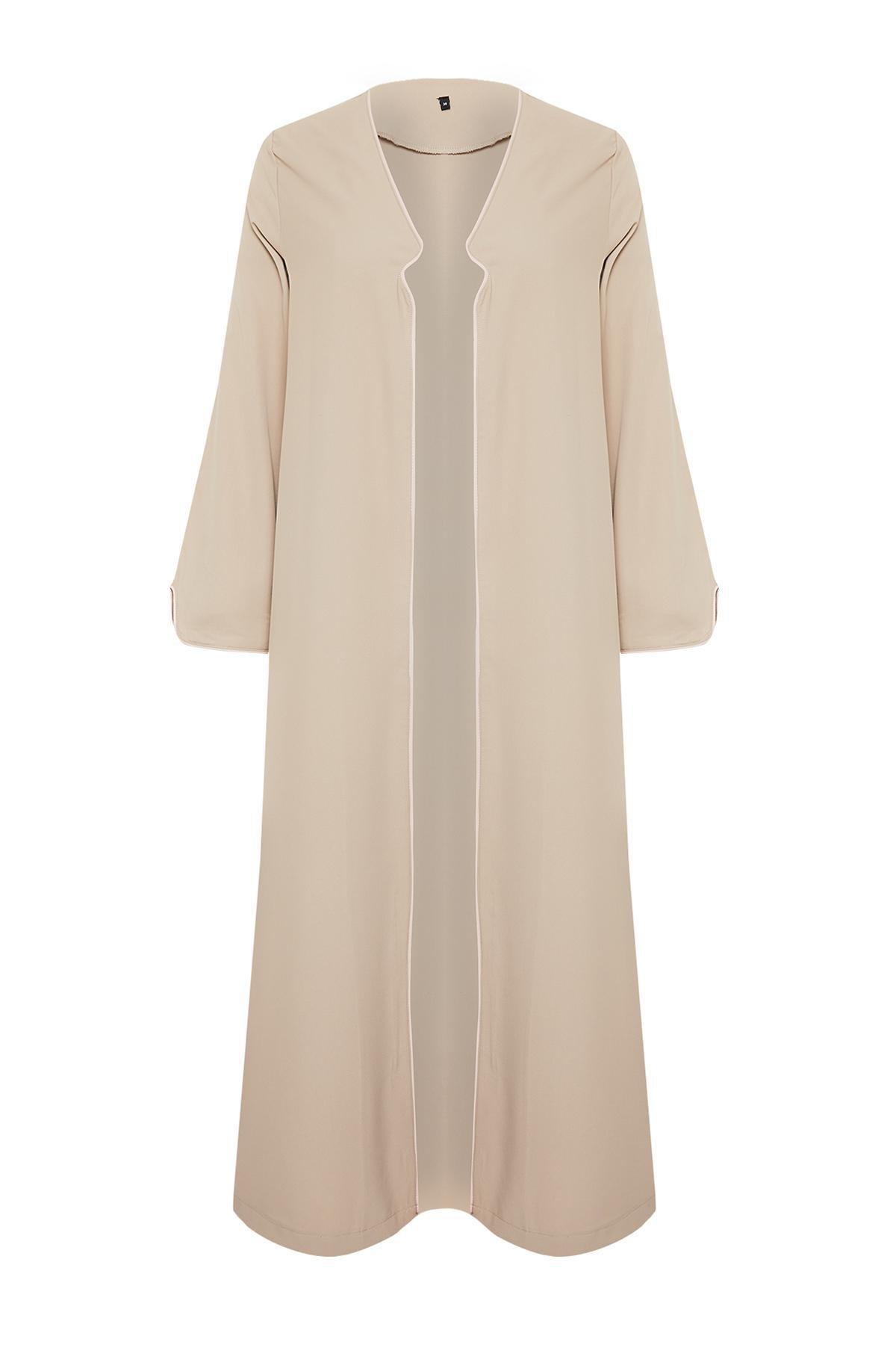 Beige Piping Detailed Abaya, , large image number 5