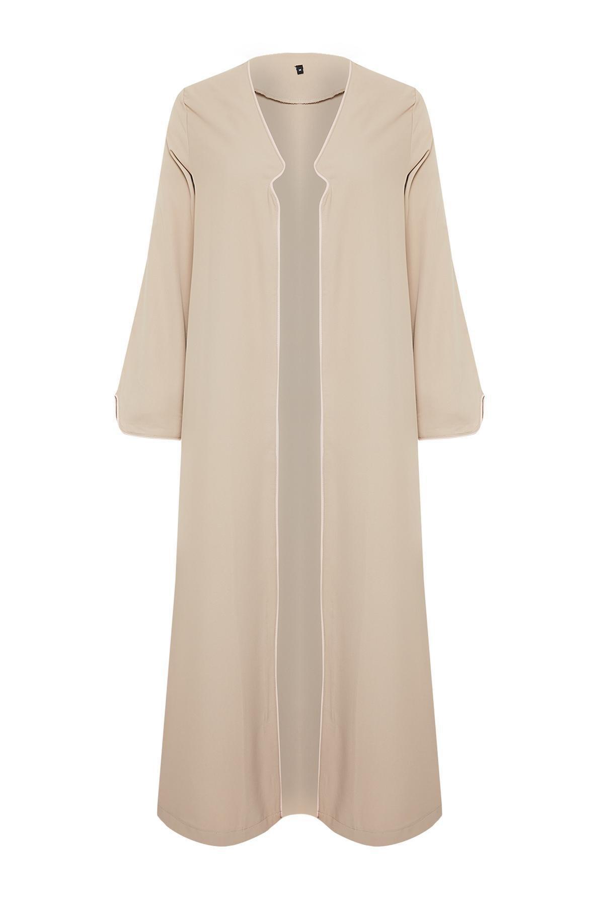 Trendyol - Beige Piping Detailed Abaya