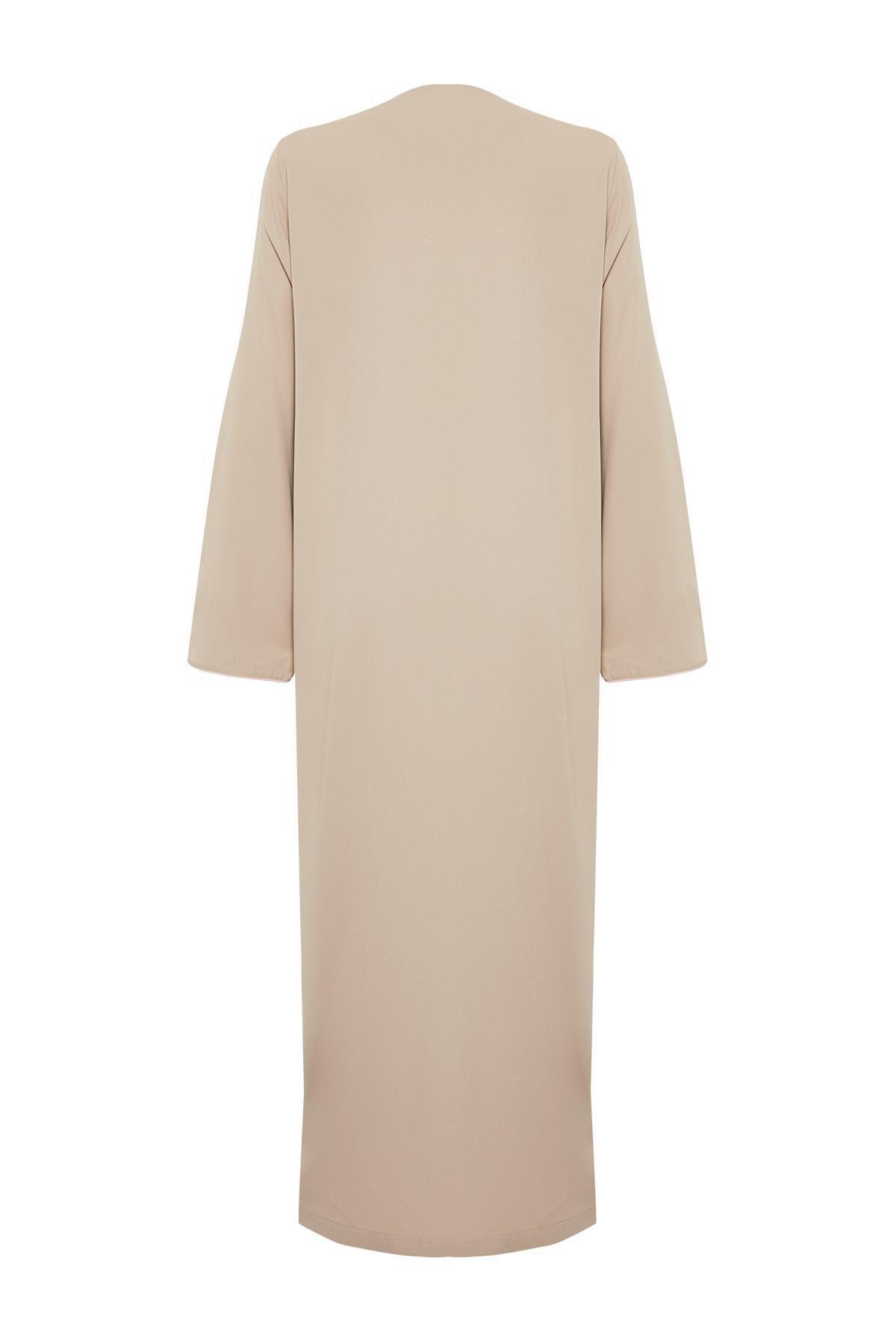 Trendyol - Beige Piping Detailed Abaya