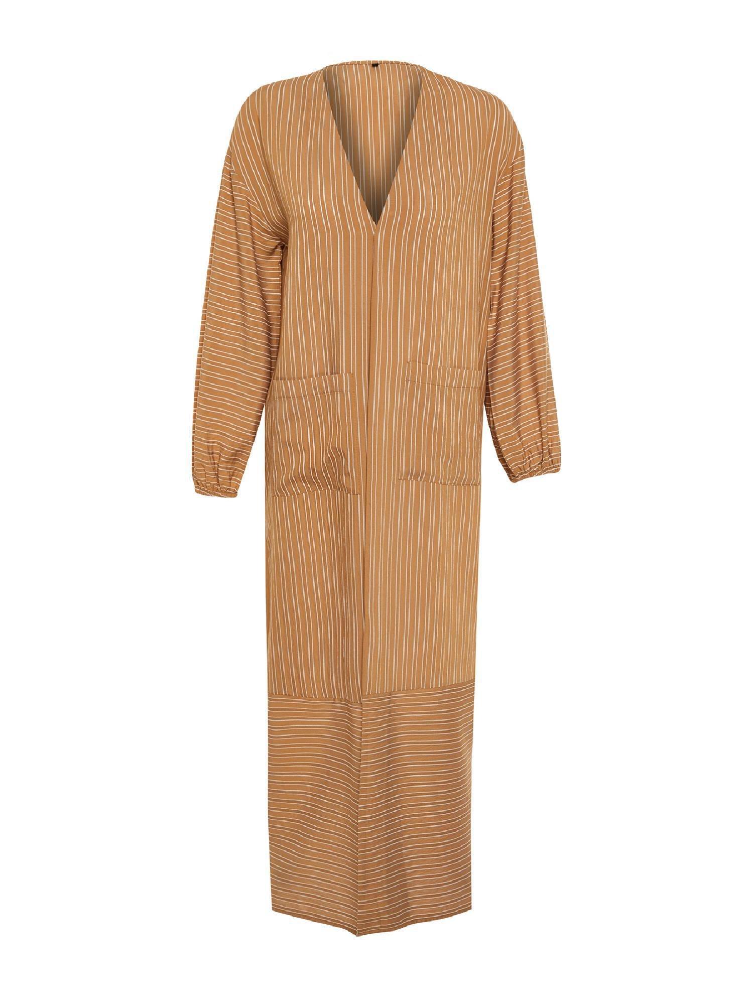 Camel Long Linen Look Striped Woven Cap & Abaya & Abaya TCTSS24KF00003, CAMEL, large image number 14