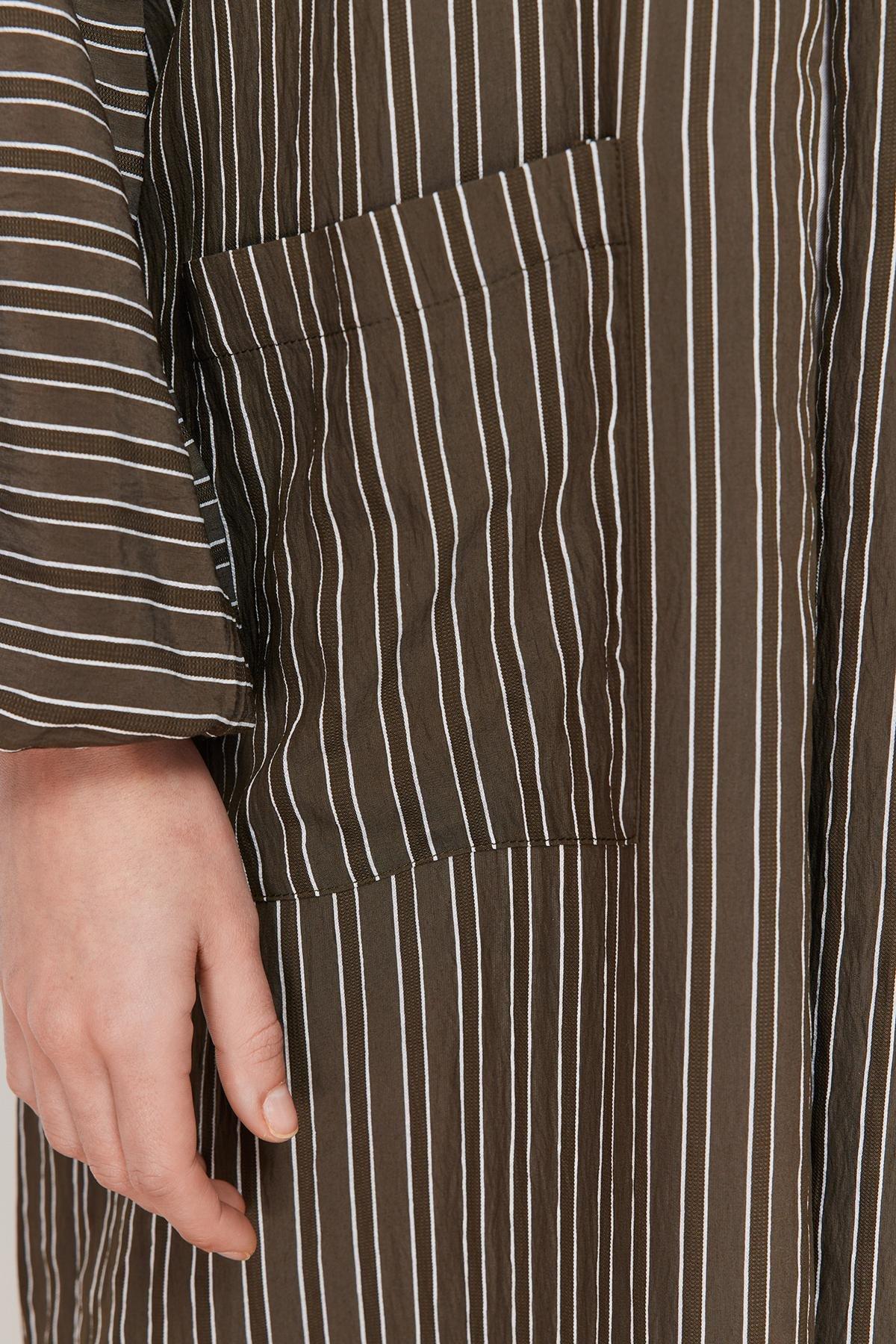Khaki Long Linen Look Striped Woven Cape & Abaya & Abaya TCTSS24KF00003, , large image number 10