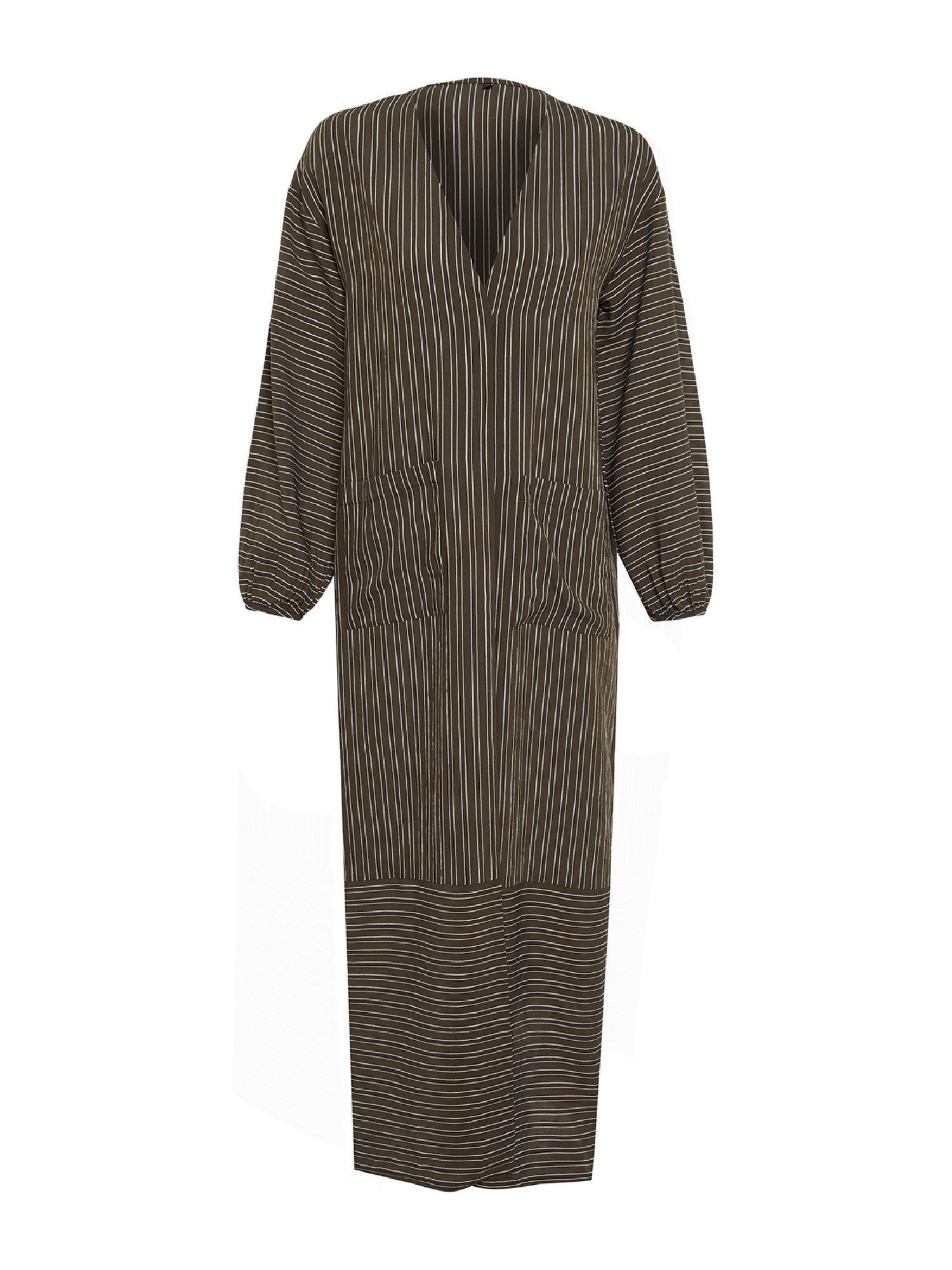 Khaki Long Linen Look Striped Woven Cape & Abaya & Abaya TCTSS24KF00003, , large image number 11