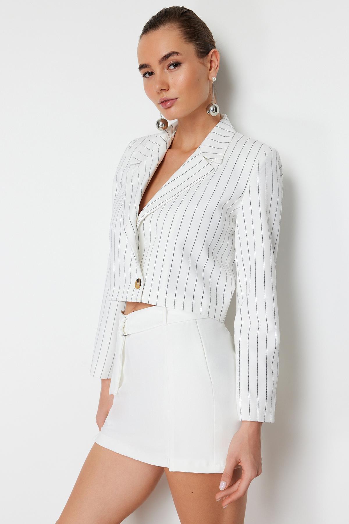 White Detailed Belted Mini Skirt, , large image number 2