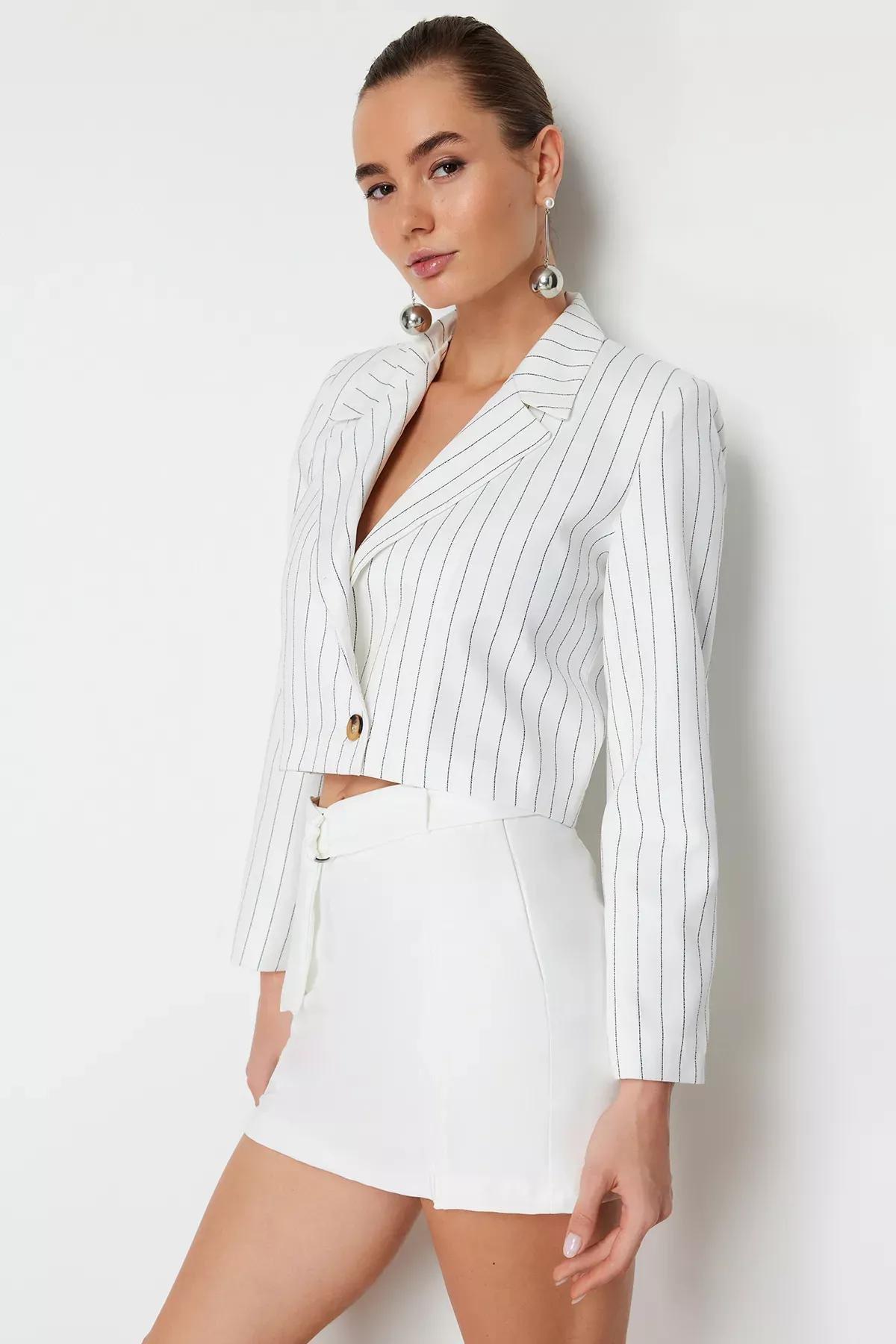 White Detailed Belted Mini Skirt, White, large image number 2