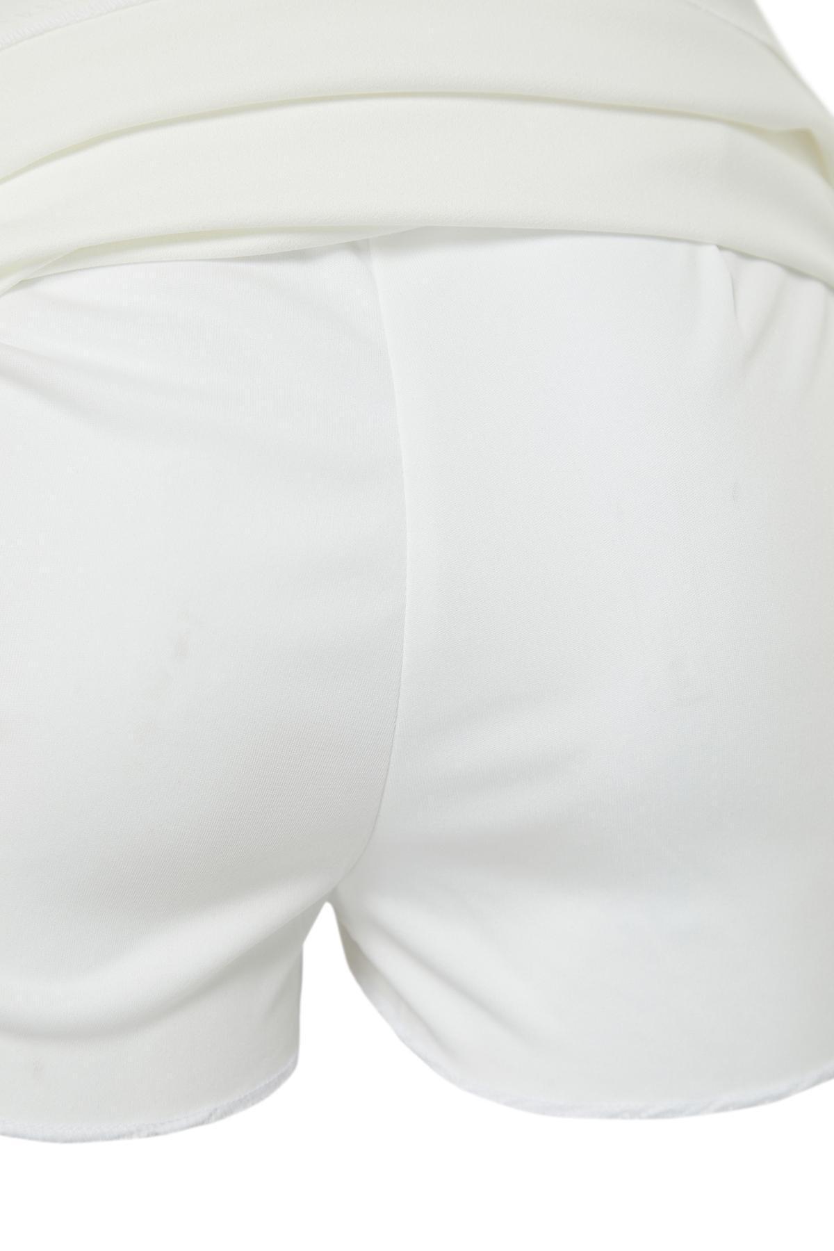 White Detailed Belted Mini Skirt, , large image number 6
