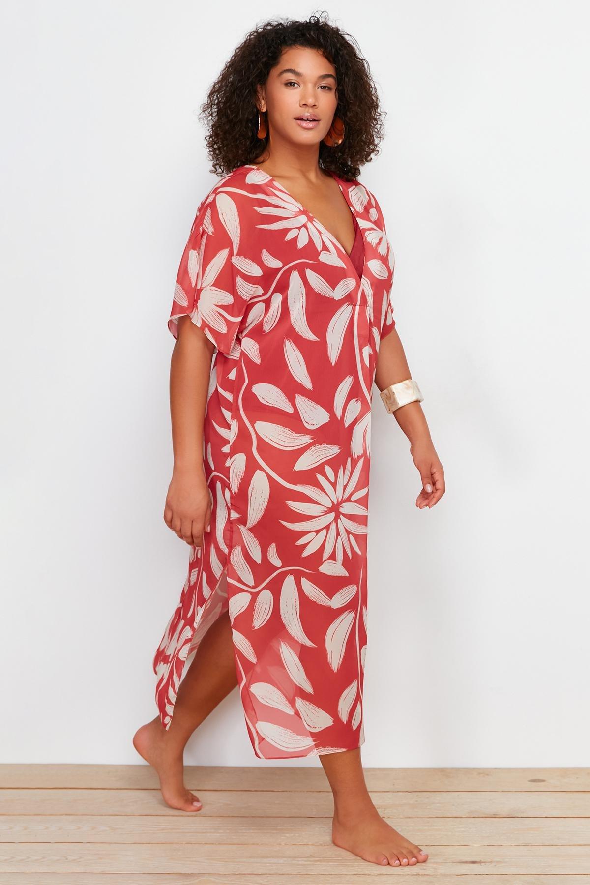 Tropical Floral Kimono Midi Dress, , large image number 1
