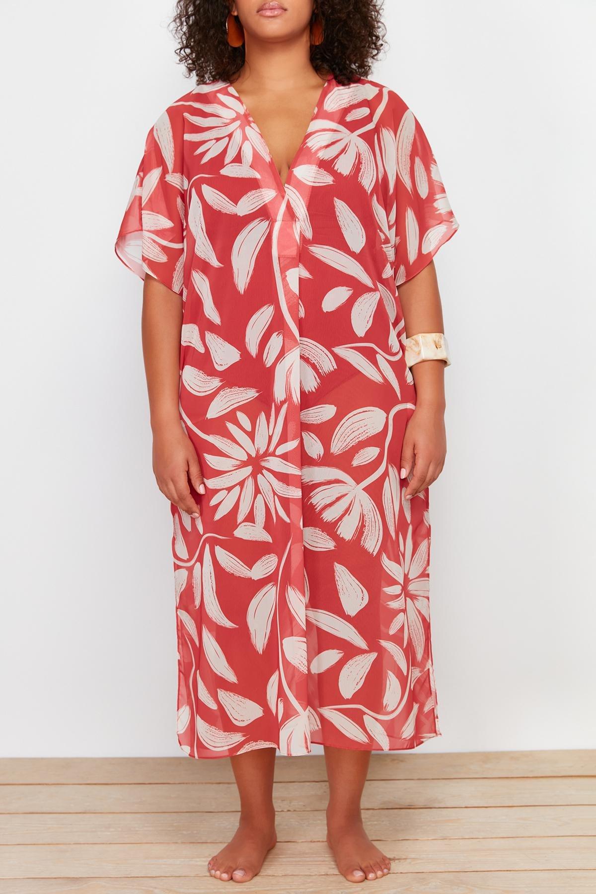 Tropical Floral Kimono Midi Dress, , large image number 3