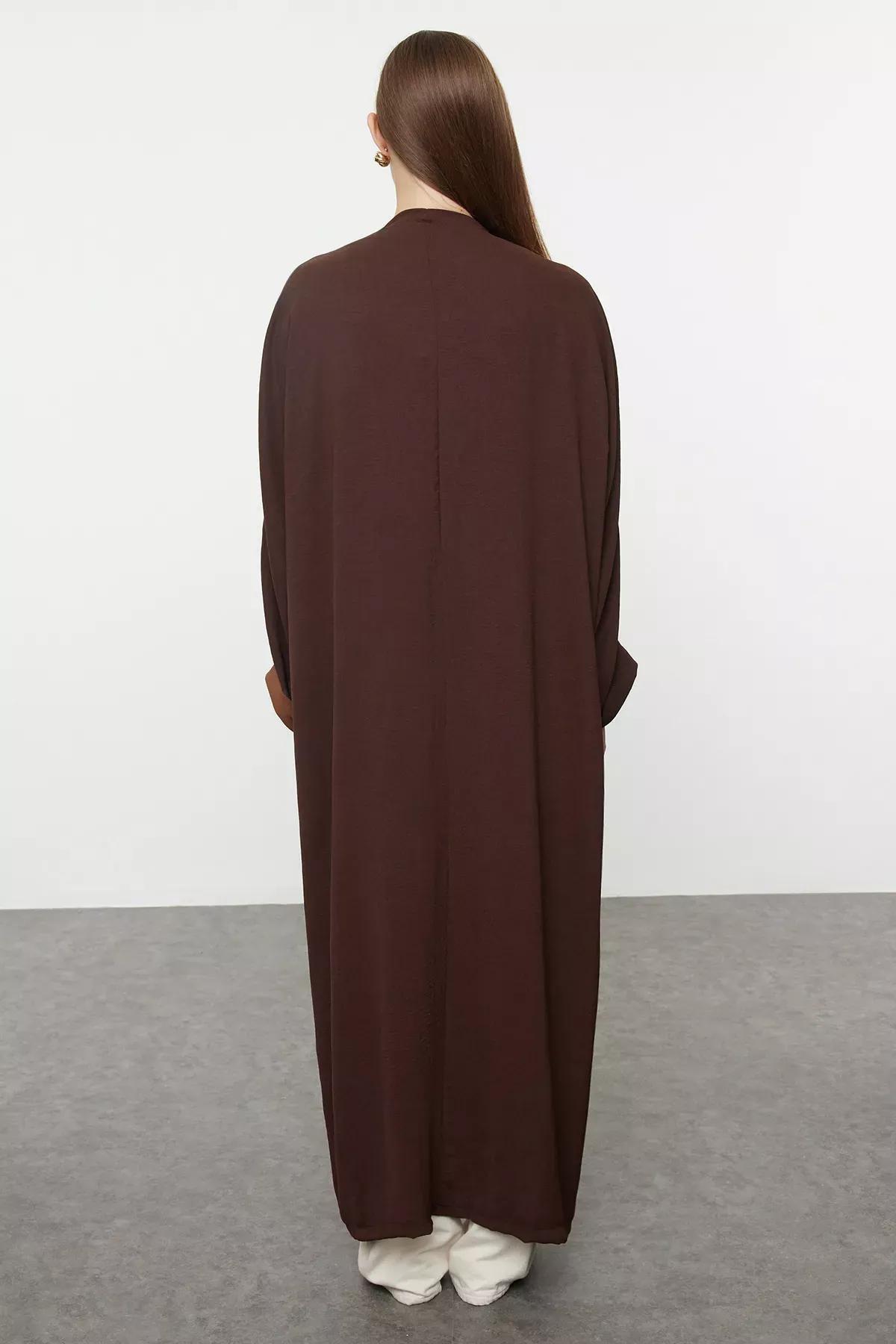 Brown Colorblock Cap Abaya, , large image number 4