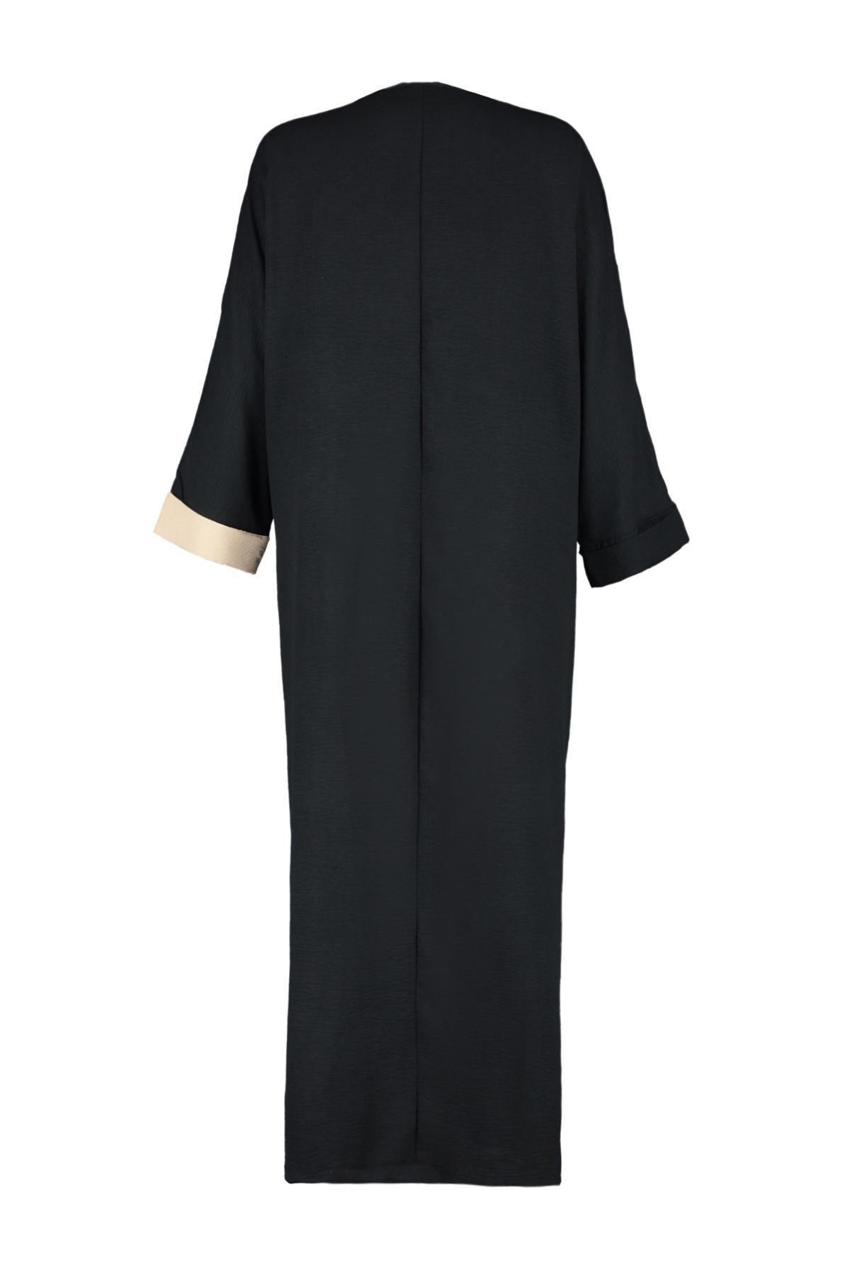 Stone Color Blocked Long Woven Cap & Abaya TCTSS24KF00002, , large image number 5