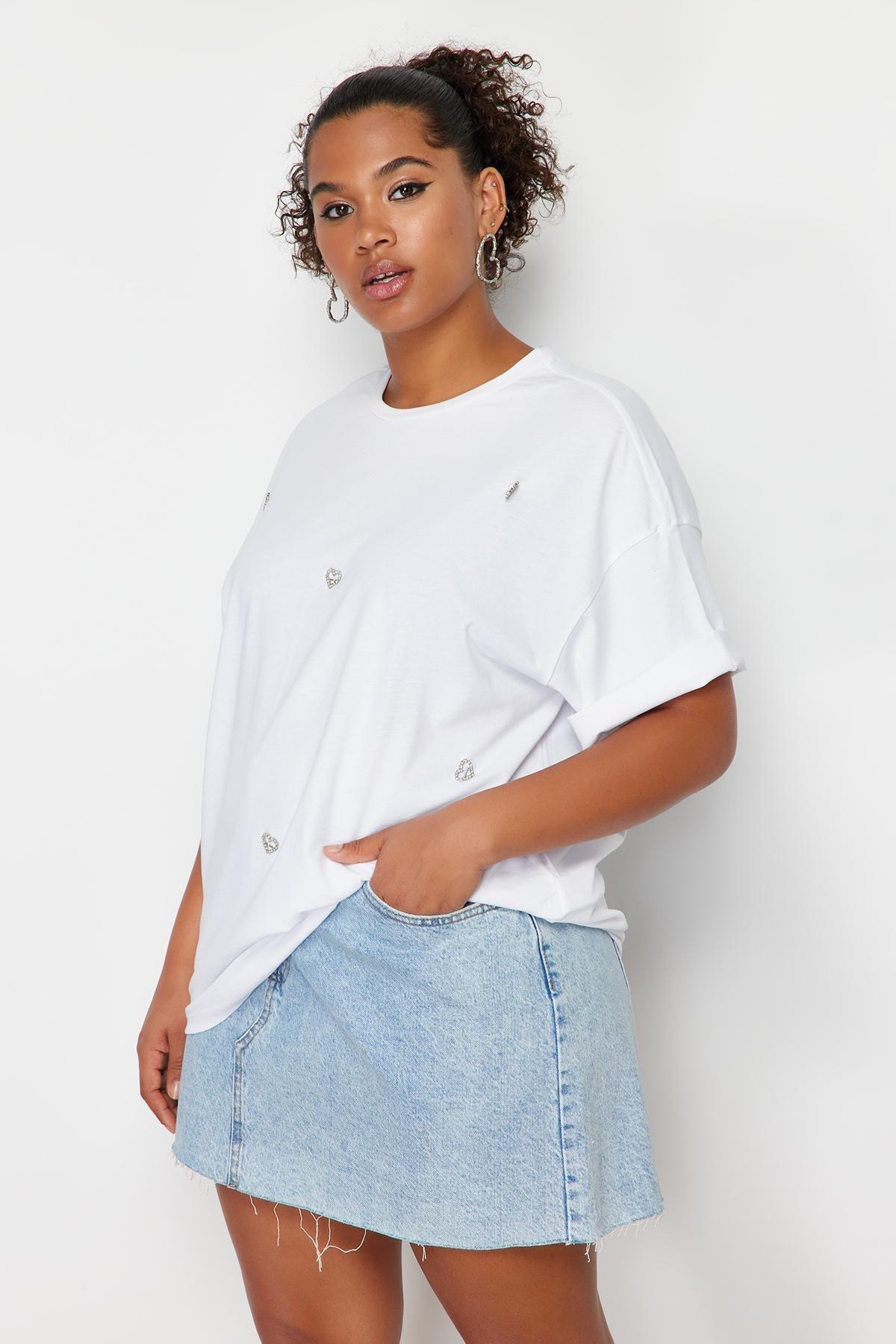 White Oversize Knitted T-Shirt, , large image number 1