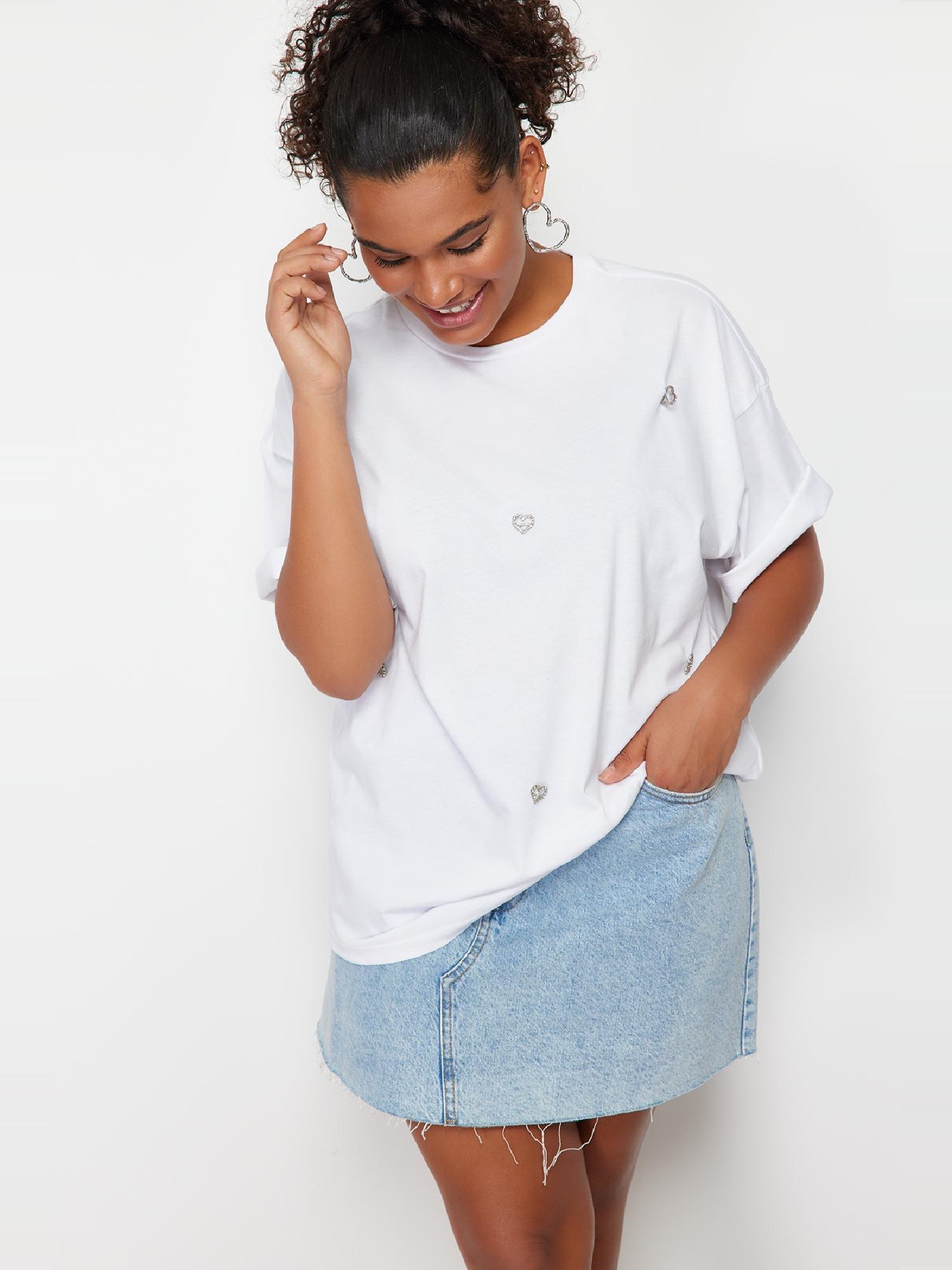 White Oversize Knitted T-Shirt, , large image number 3