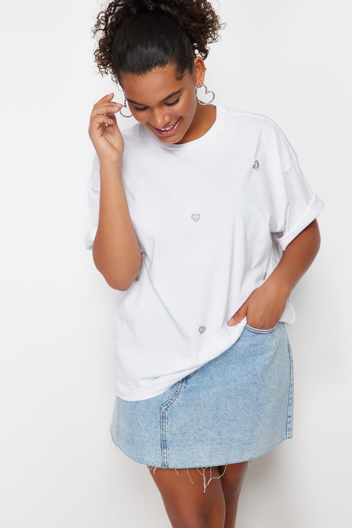 White Oversize Knitted T-Shirt, , large image number 4