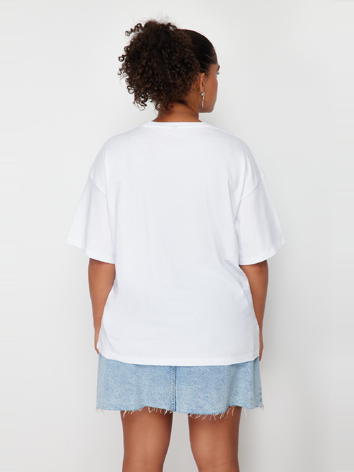 White Oversize Knitted T-Shirt, , large image number 7