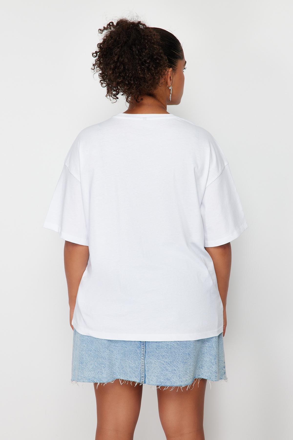 White Oversize Knitted T-Shirt, , large image number 8