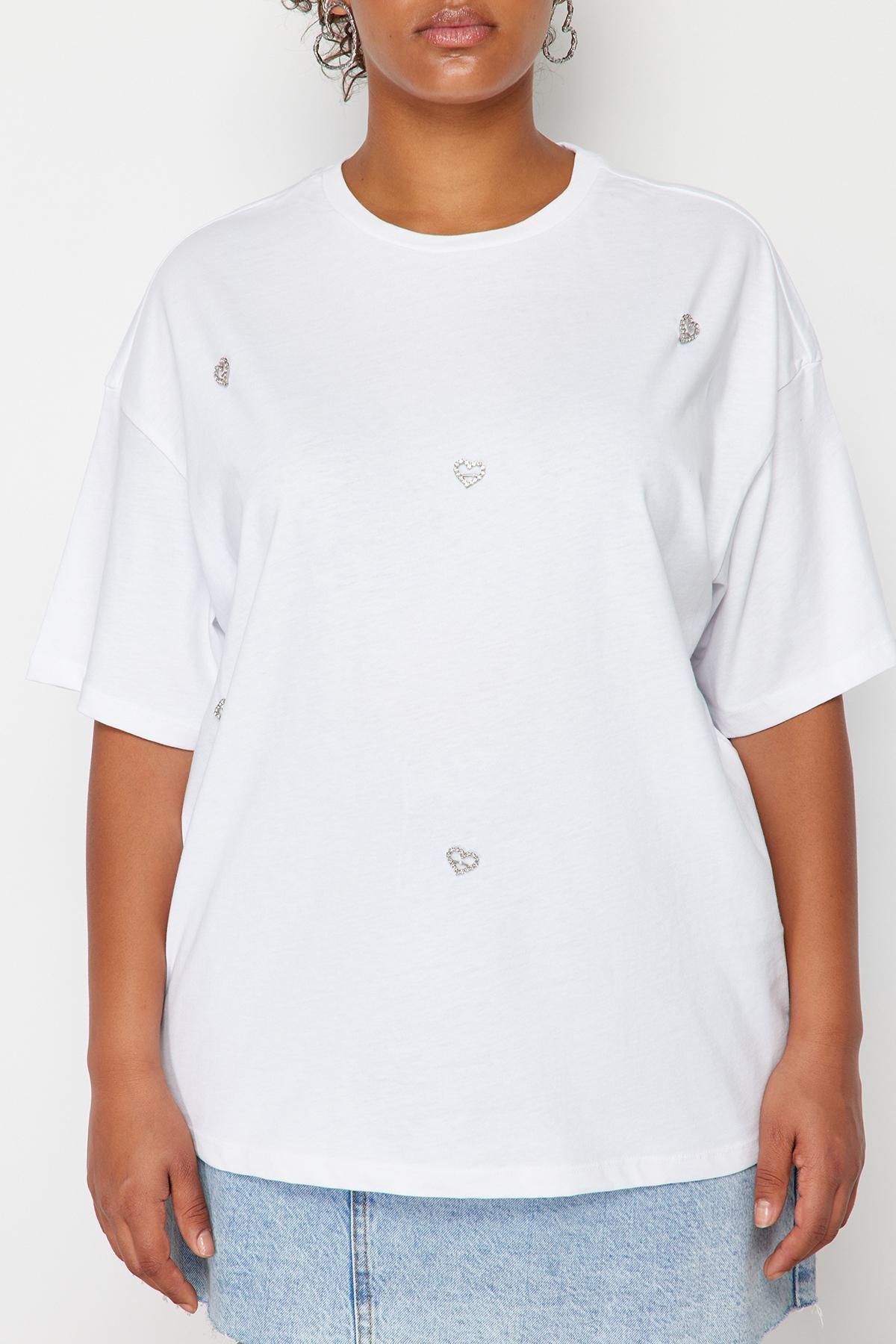 White Oversize Knitted T-Shirt, , large image number 9