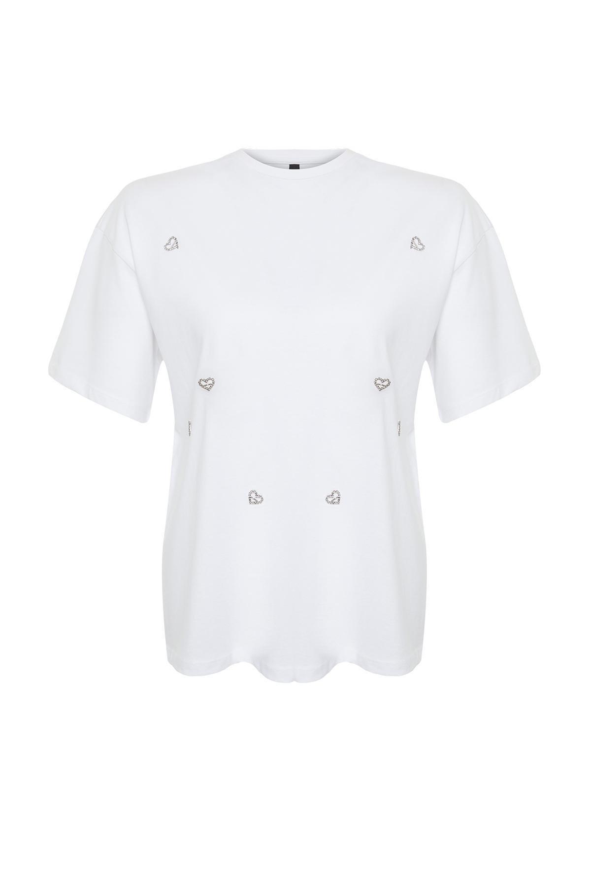 White Oversize Knitted T-Shirt, , large image number 11
