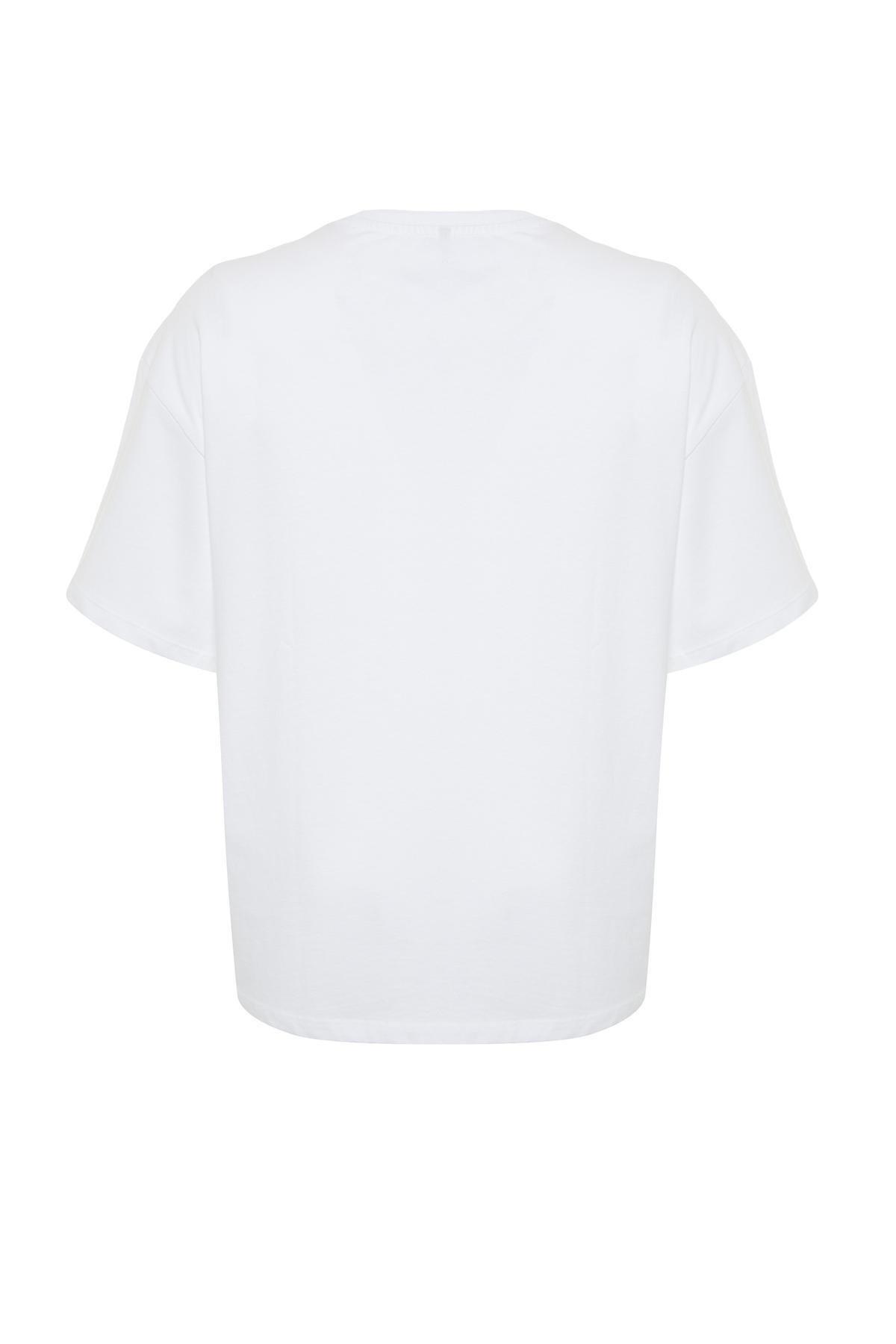 White Oversize Knitted T-Shirt, , large image number 13