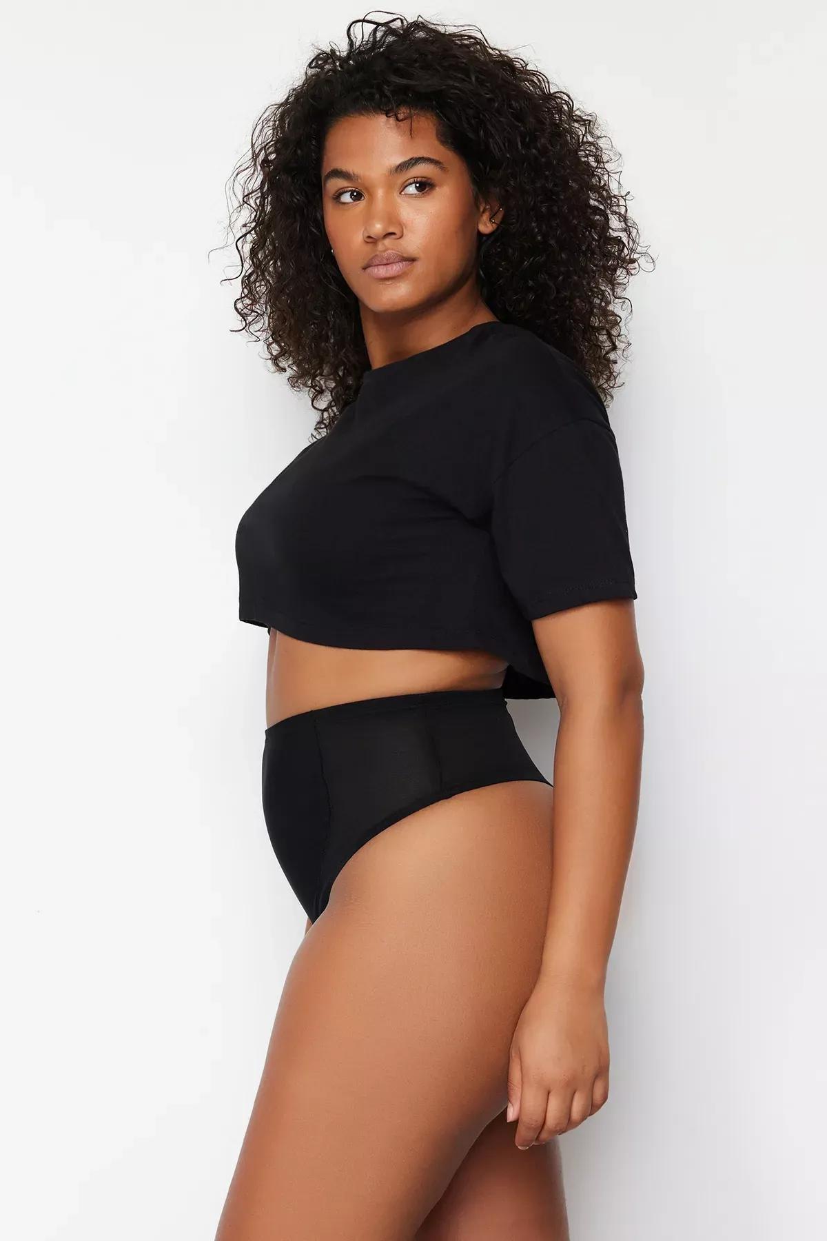 Black High Waist Panties, BLACK, large image number 2