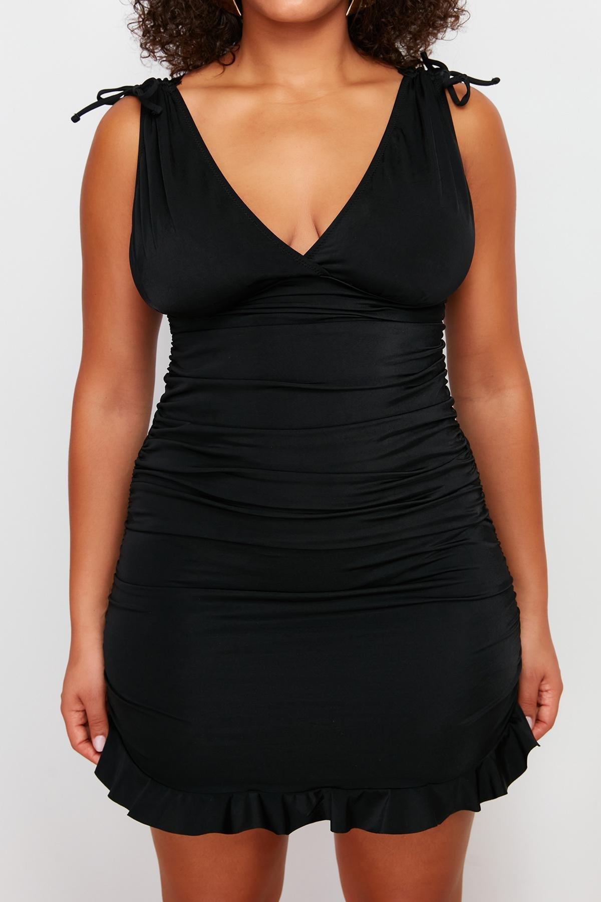 Black Deep V-Neck Swimsuit, , large image number 2