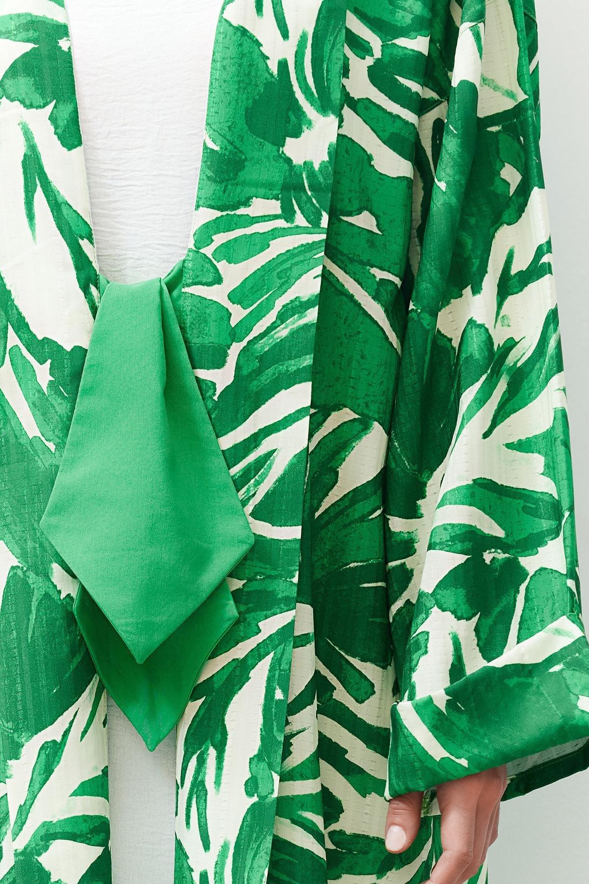 Green Tropical Pattern Long Kimono, , large image number 11