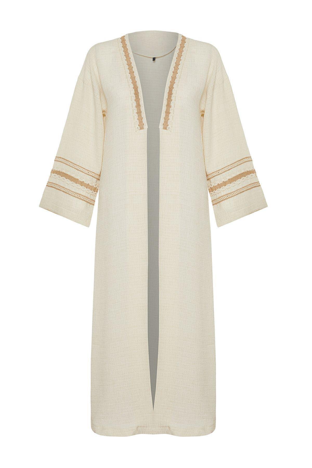Cream Brode Detail Kimono Set, , large image number 7