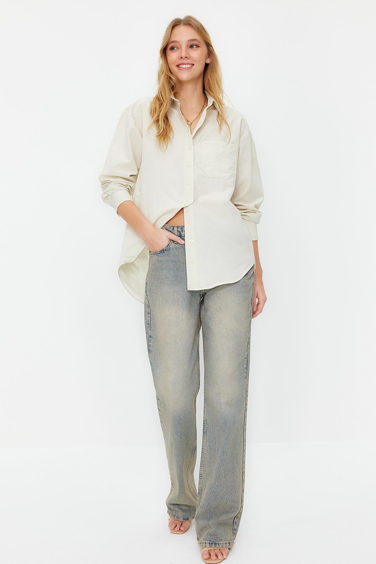 Beige Collared Woven Shirt, , large image number 0