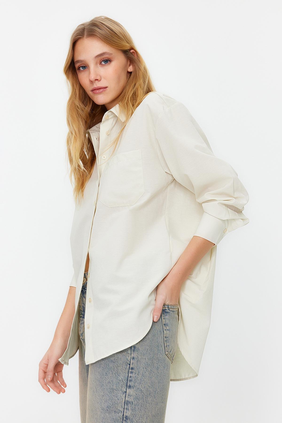 Beige Collared Woven Shirt, , large image number 1